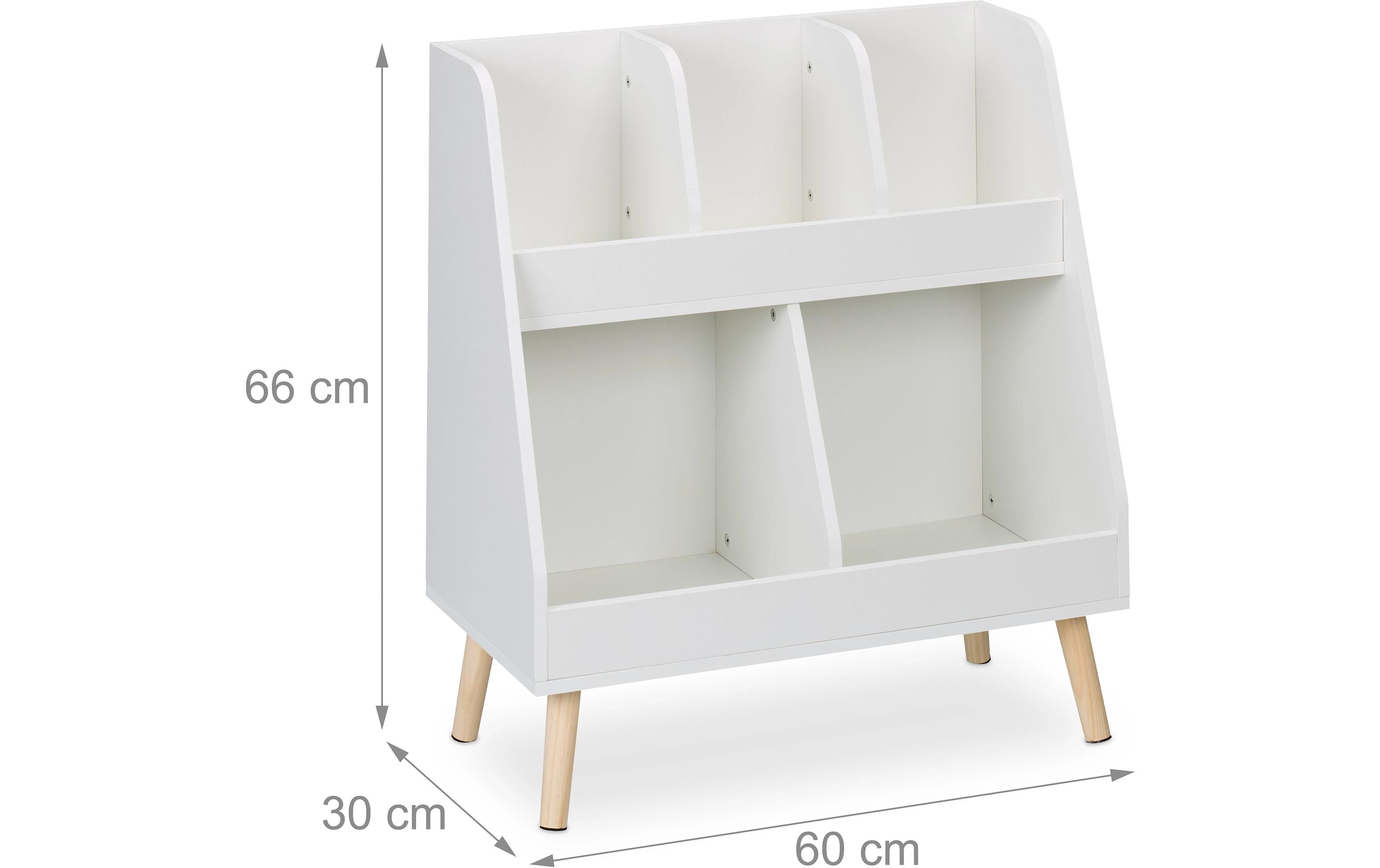 relaxdays Kinderregal mit 5 Fächern Hellbraun; Weiss relaxdays Kinderregal mit 5 Fächern Hellbraun; Weiss