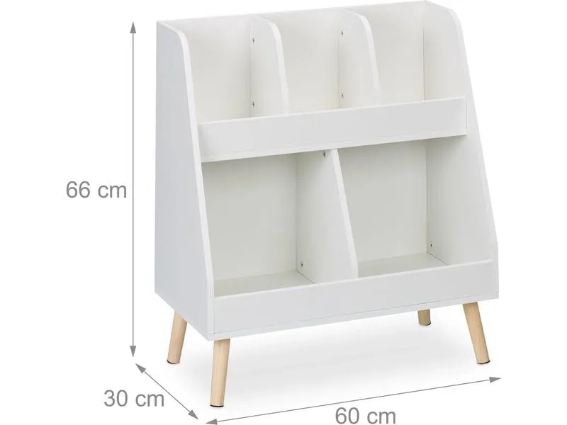 relaxdays Kinderregal mit 5 Fächern Hellbraun; Weiss relaxdays Kinderregal mit 5 Fächern Hellbraun; Weiss