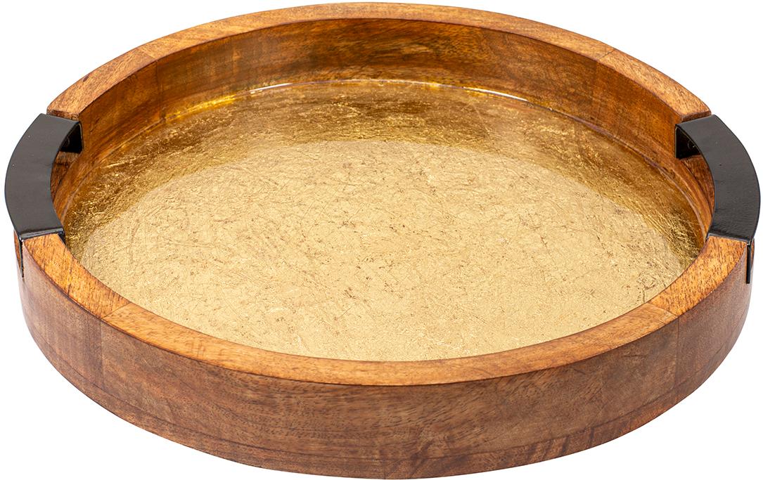 Kadastar Servierplatte Shine Ø 32.5 cm, Braun/Gold