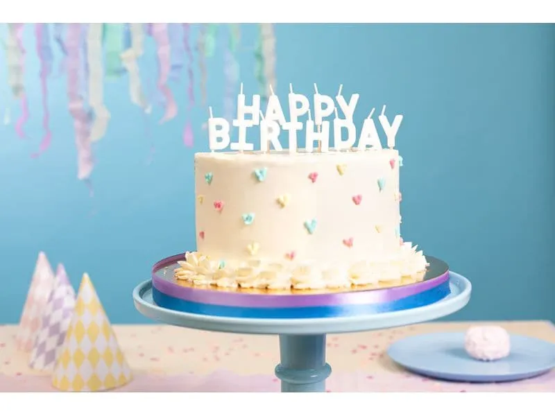 Partydeco Happy Birthday 2.5 cm, Weiss Partydeco Happy Birthday 2.5 cm, Weiss