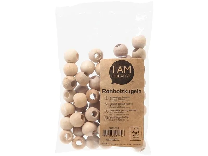 lalana Holzperlen Hölzerne Perlen 15 mm, 50 Stück lalana Holzperlen Hölzerne Perlen 15 mm, 50 Stück