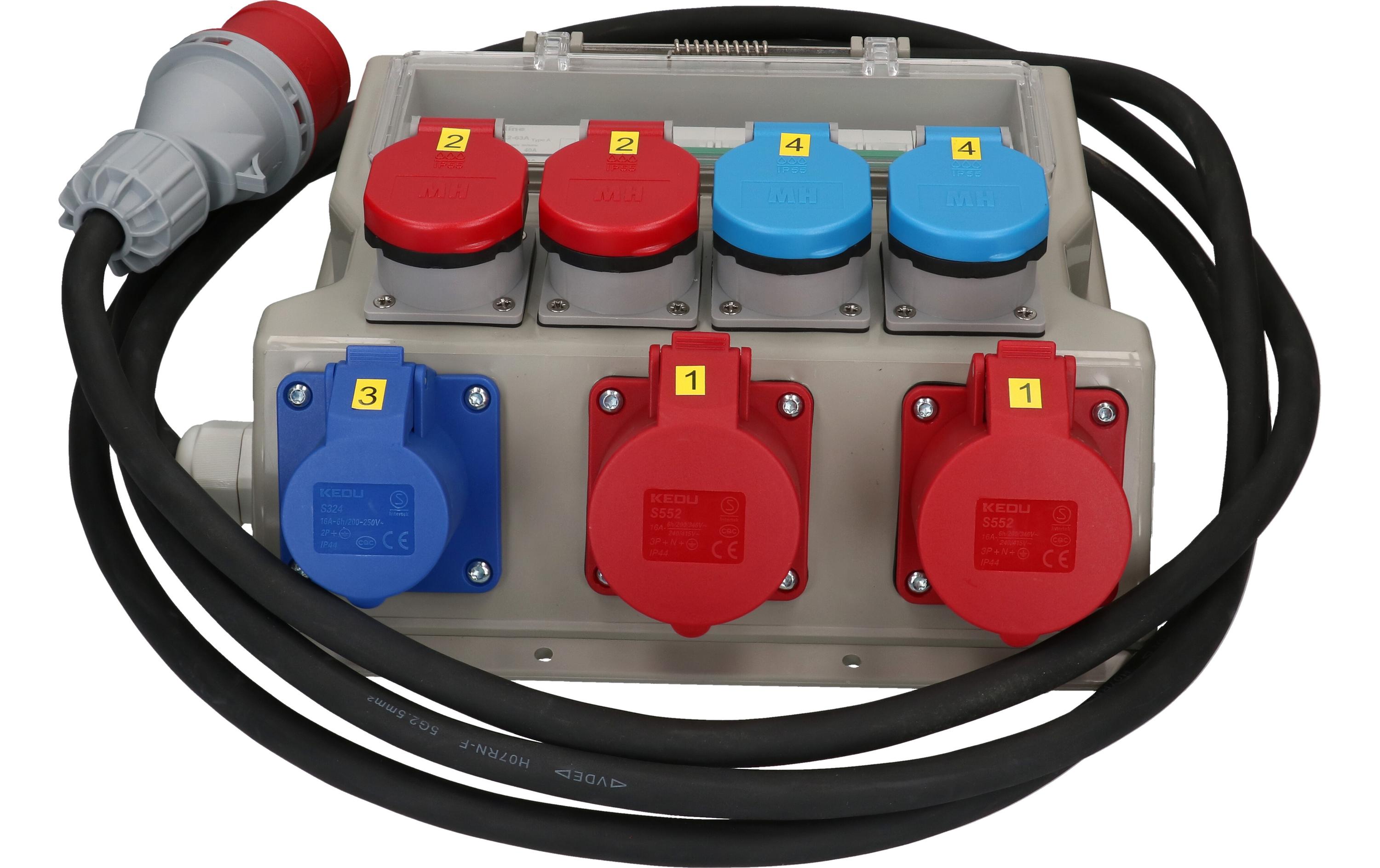 Max Hauri Baustromverteiler CEE16, T25, T23, 40A FI/LS, IP44 Max Hauri Baustromverteiler CEE16, T25, T23, 40A FI/LS, IP44