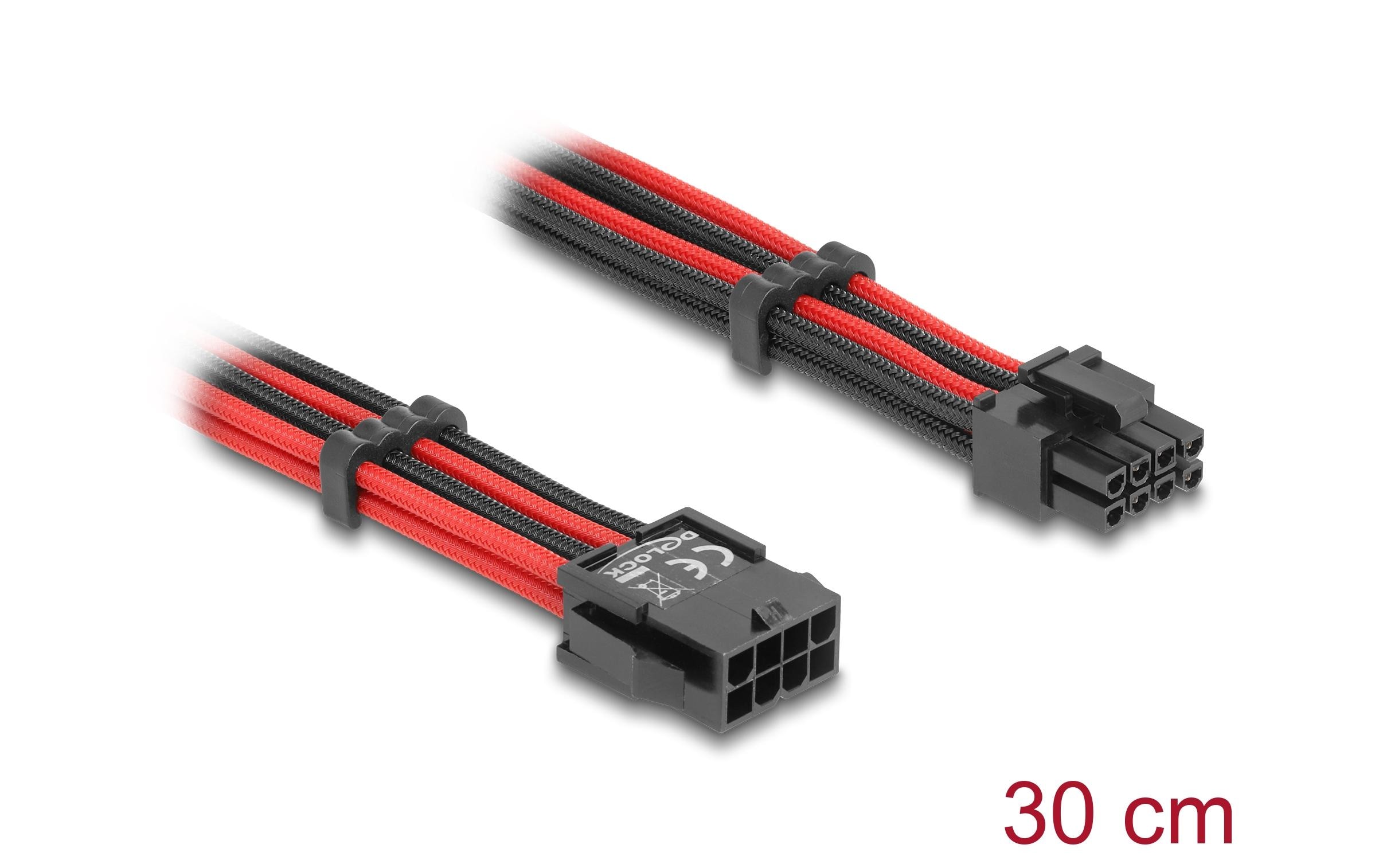 Delock Stromverlängerungskabel 8 Pin Stecker zu 6+2 Pin PCIe Buchse