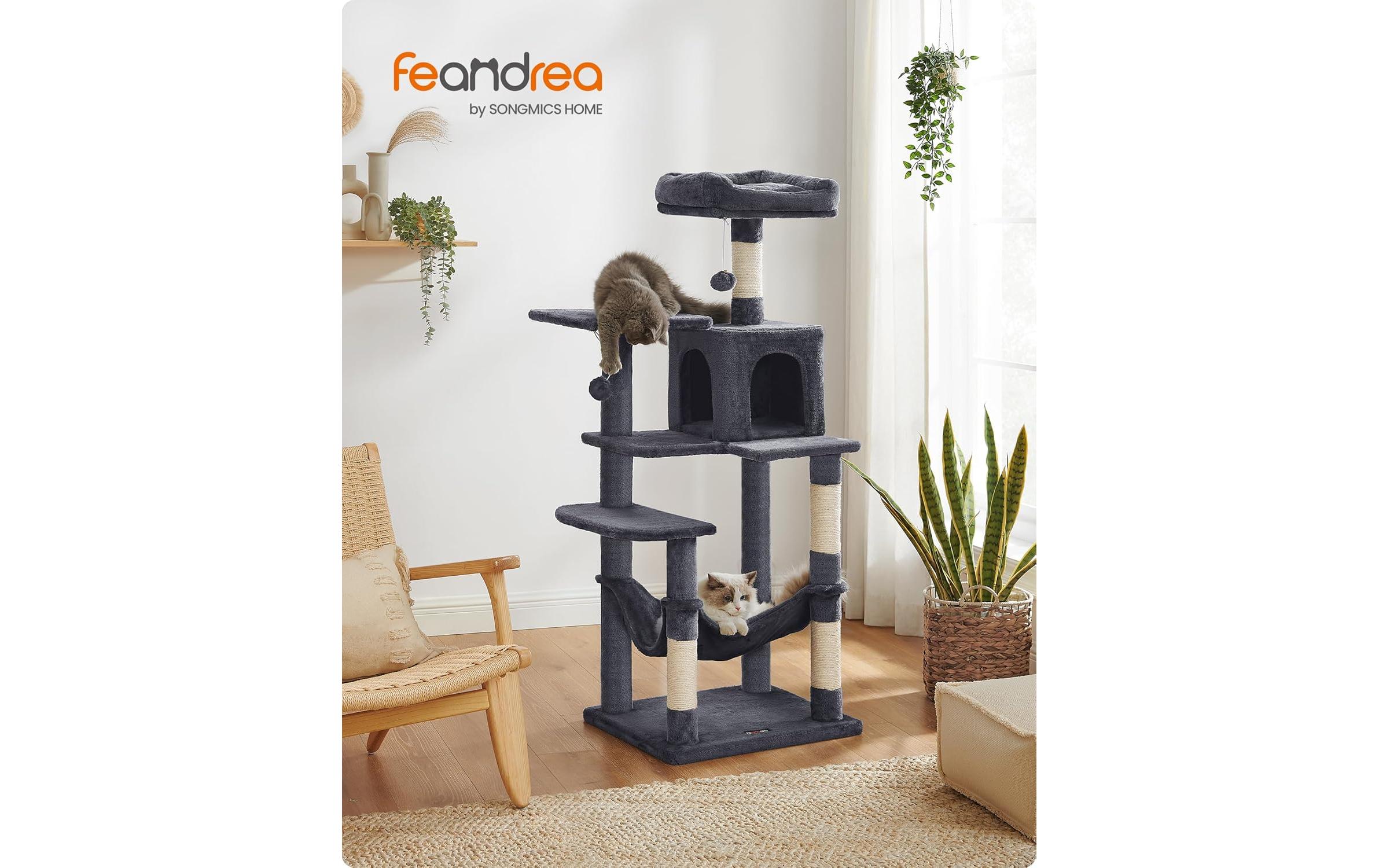 Feandrea Kratzbaum mit Hängematte dunkelgrau 55 x 45 x 143 cm Feandrea Kratzbaum mit Hängematte dunkelgrau 55 x 45 x 143 cm