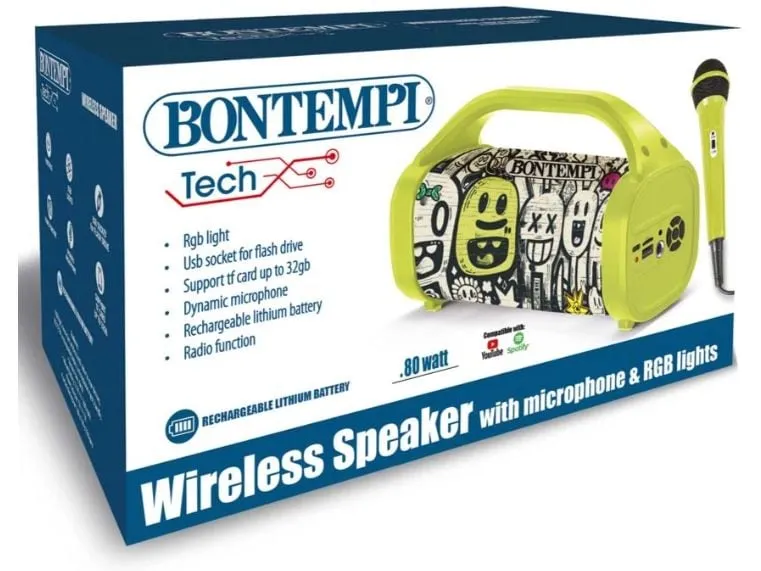 Bontempi Musikinstrument Wireless Lautsprecher mit Mikrofon 80W