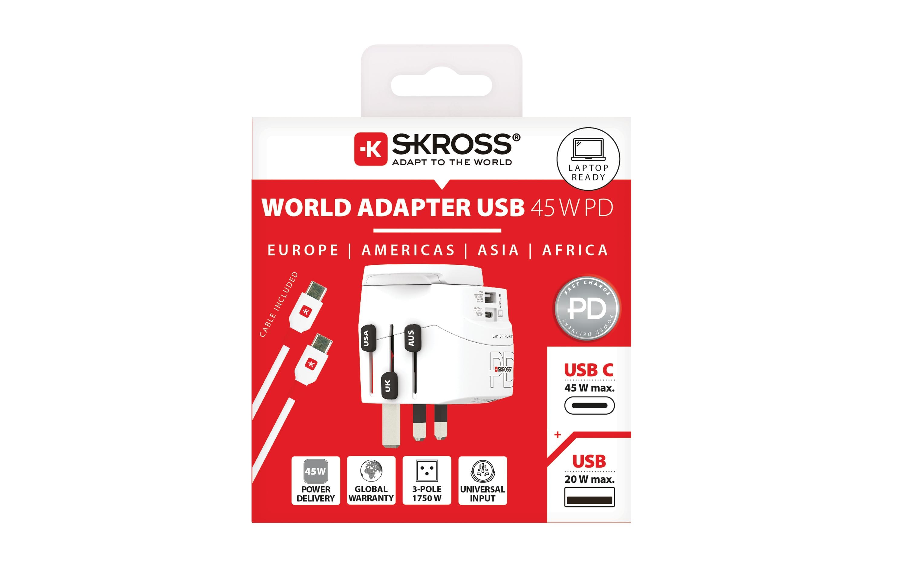 SKROSS Reiseadapter Pro Light, 1 x USB-A und C