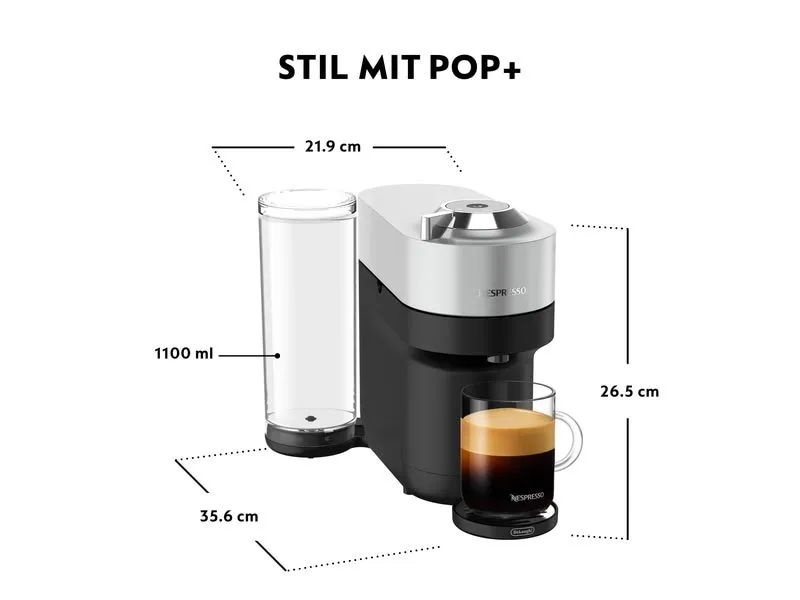 De'Longhi Kaffeemaschine Nespresso Vertuo Pop+ Silber