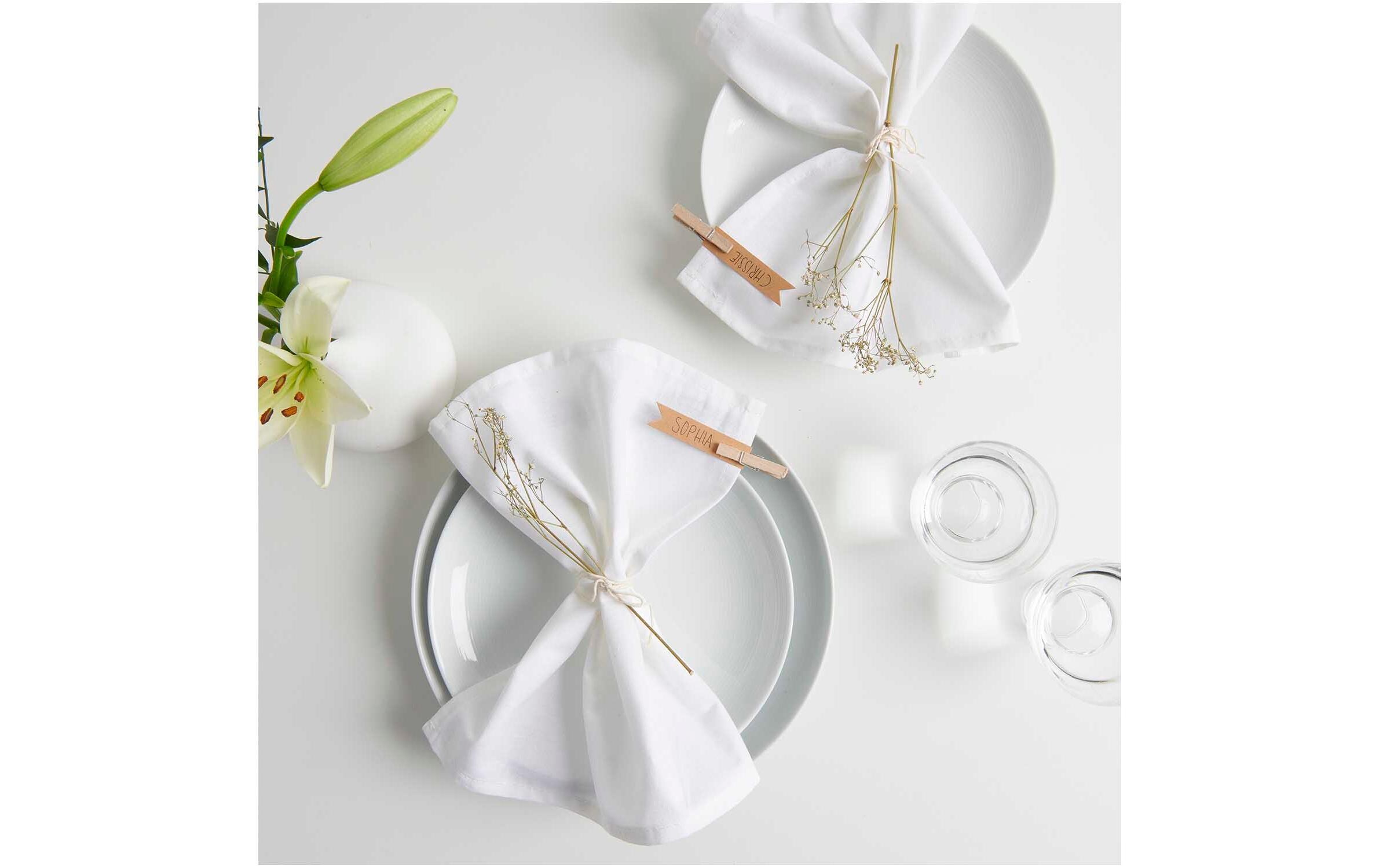 Rico Design Stoffserviette 30 cm x 30 cm, 2 Stück, Weiss