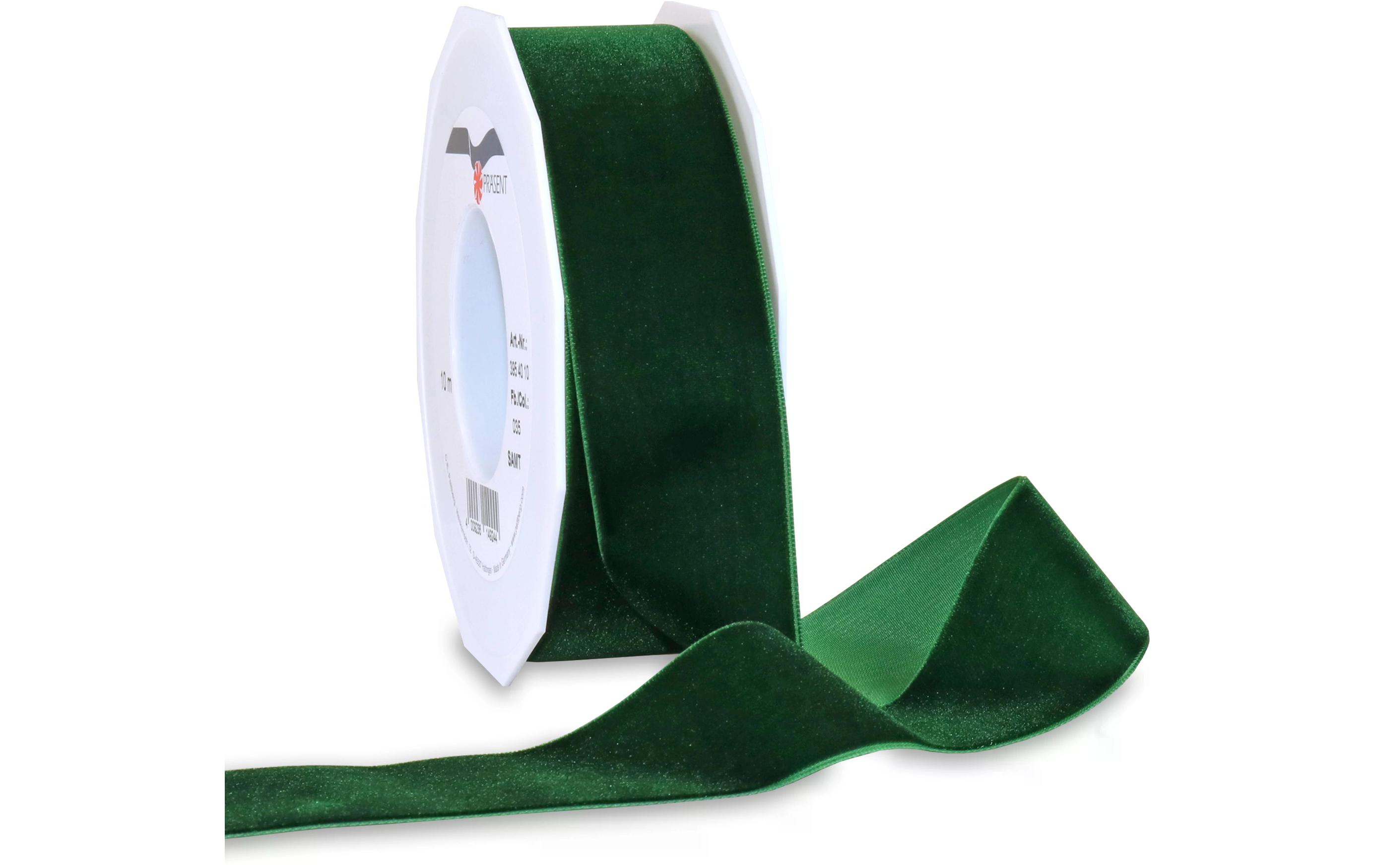 Pattberg Geschenkband Samt 40 mm x 10 m, Dunkelgrün