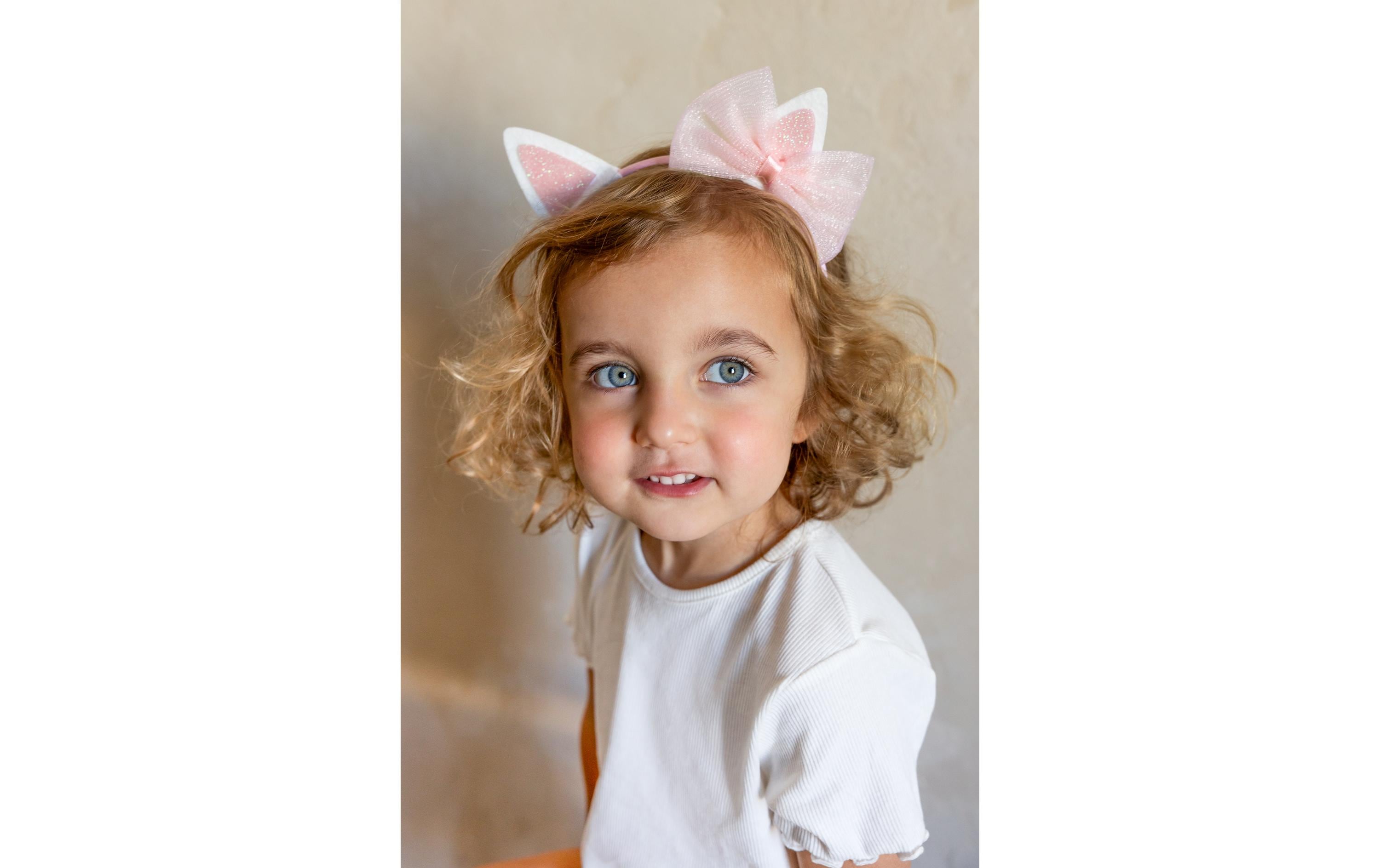 Partydeco Haarreif Katze mit Schleife 18.5 x 17 cm, Rosa