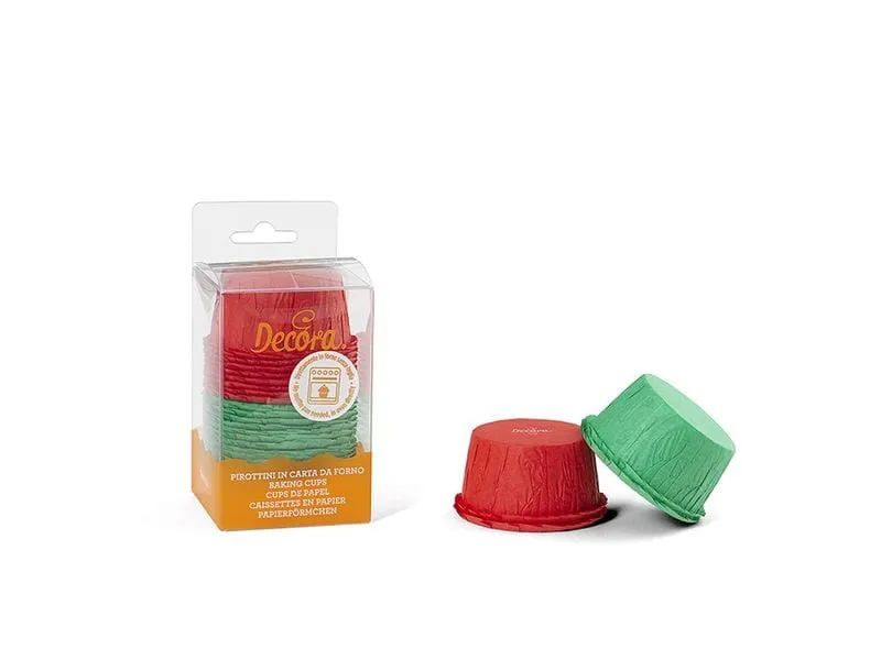 Decora Muffin Backform Ruffled, Rot und Grün, 25 Stück Decora Muffin Backform Ruffled, Rot und Grün, 25 Stück