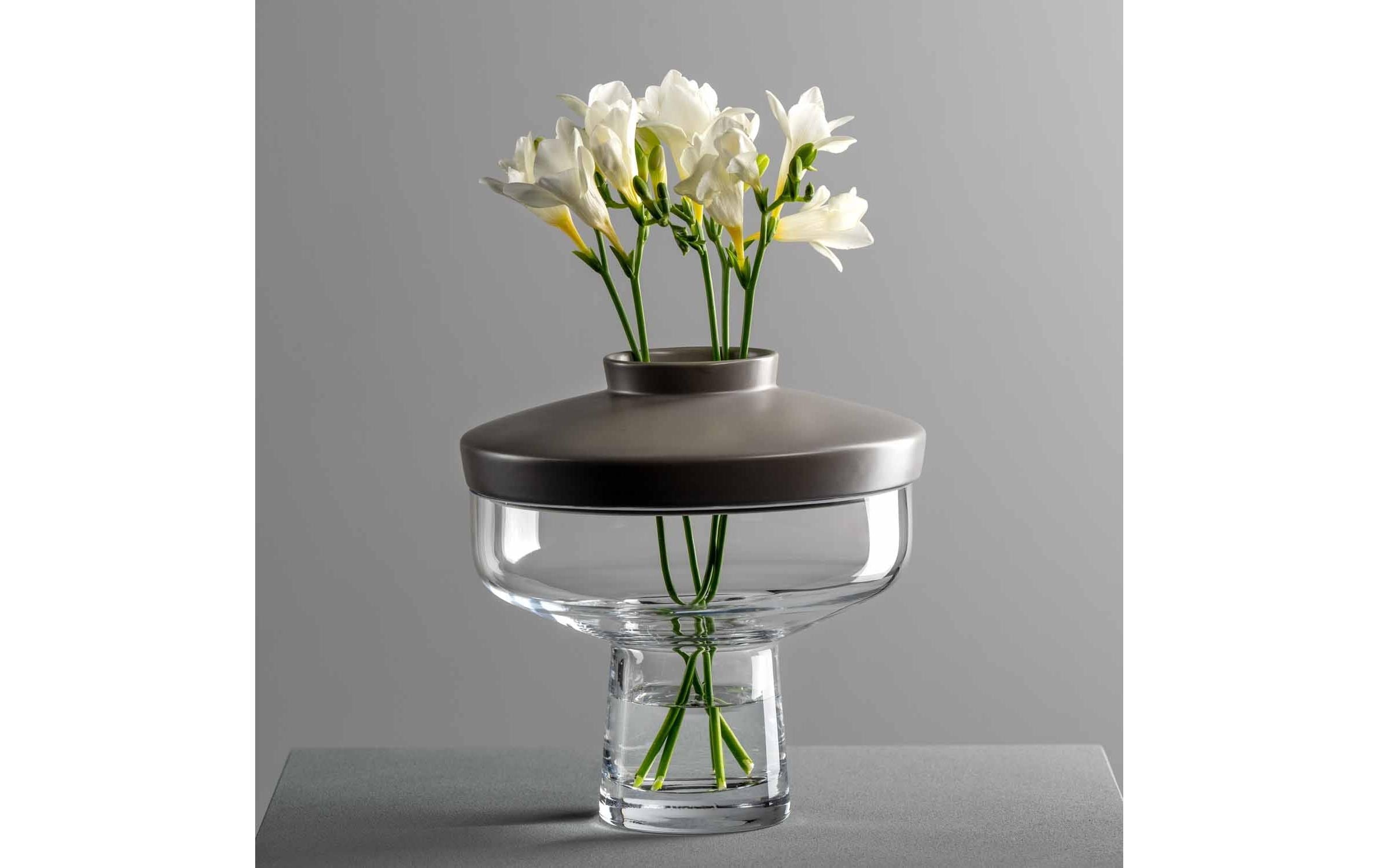 Leonardo Vase + Top Riva 22 cm, Transparent