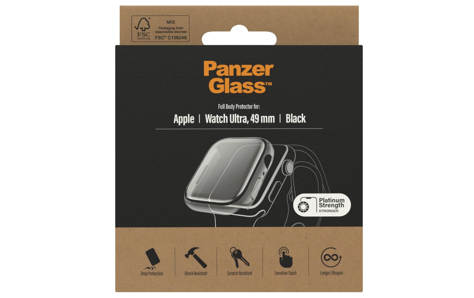 Panzerglass Displayschutz Full Body Apple Watch Ultra (49 mm) Schwarz Panzerglass Displayschutz Full Body Apple Watch Ultra (49 mm) Schwarz