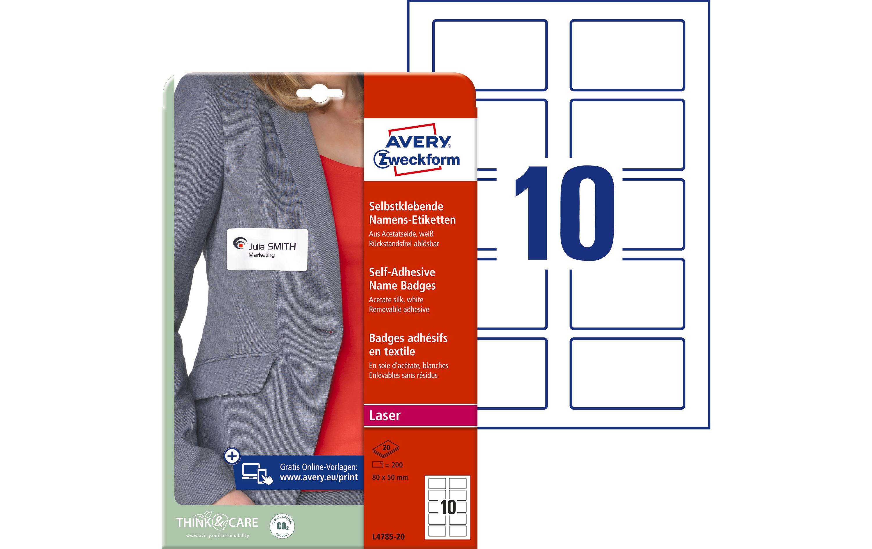 Avery Zweckform Namensetiketten L4785-20 80 x 50 mm