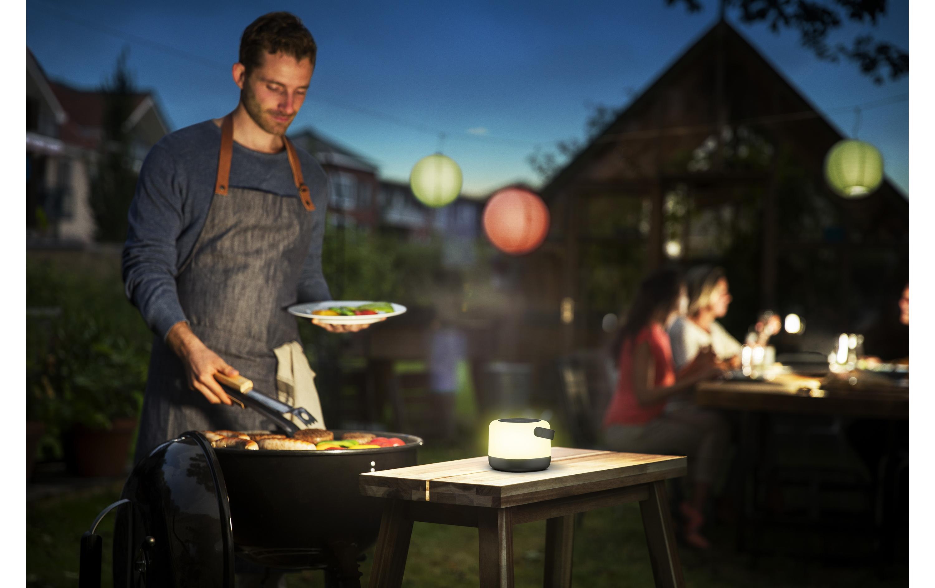 Philips Alula tragbare Solarleuchte, 3000K und RGB, USB, IP44 Weiss