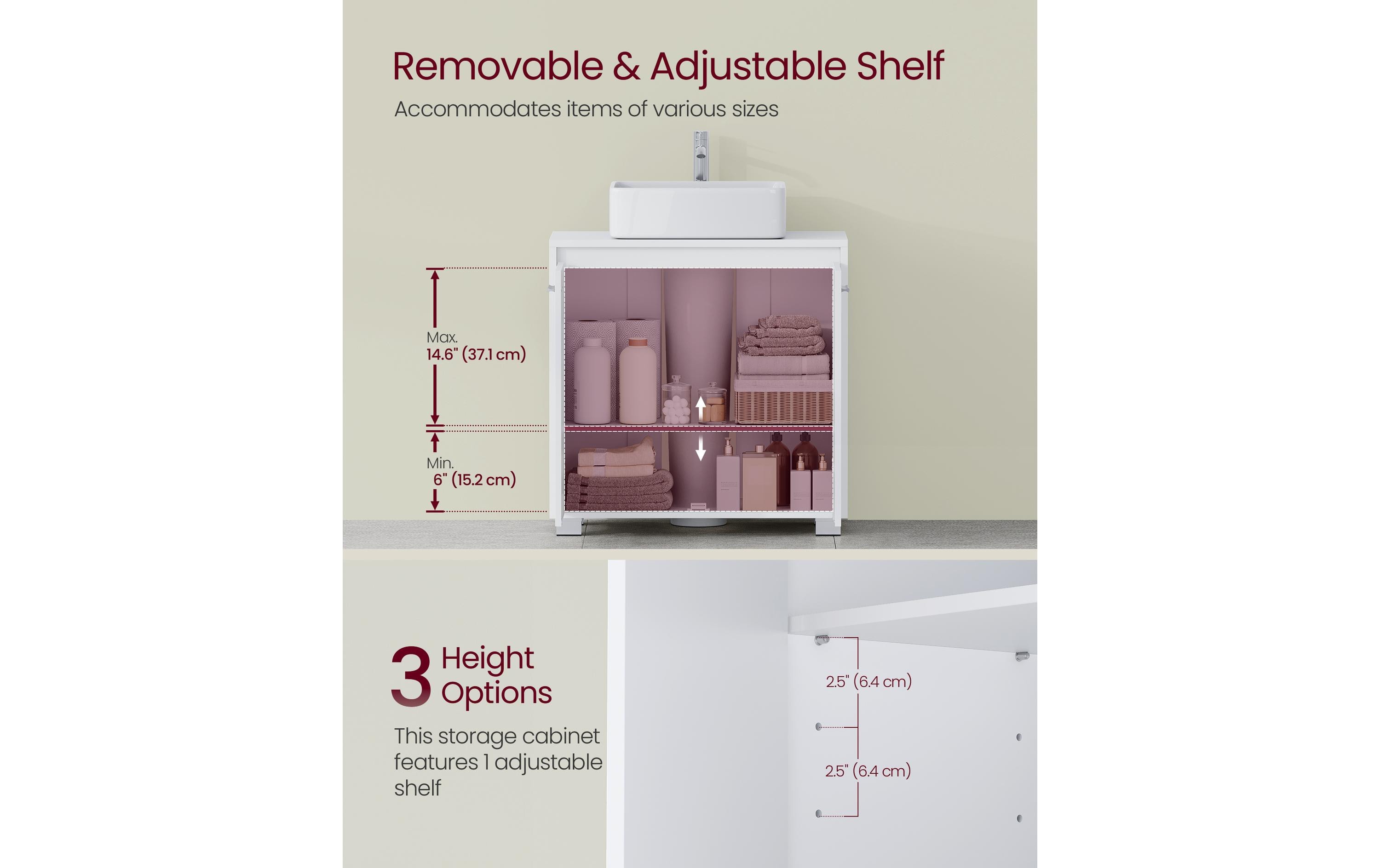 VASAGLE Waschbeckenschrank 60 x 60 cm, Weiss