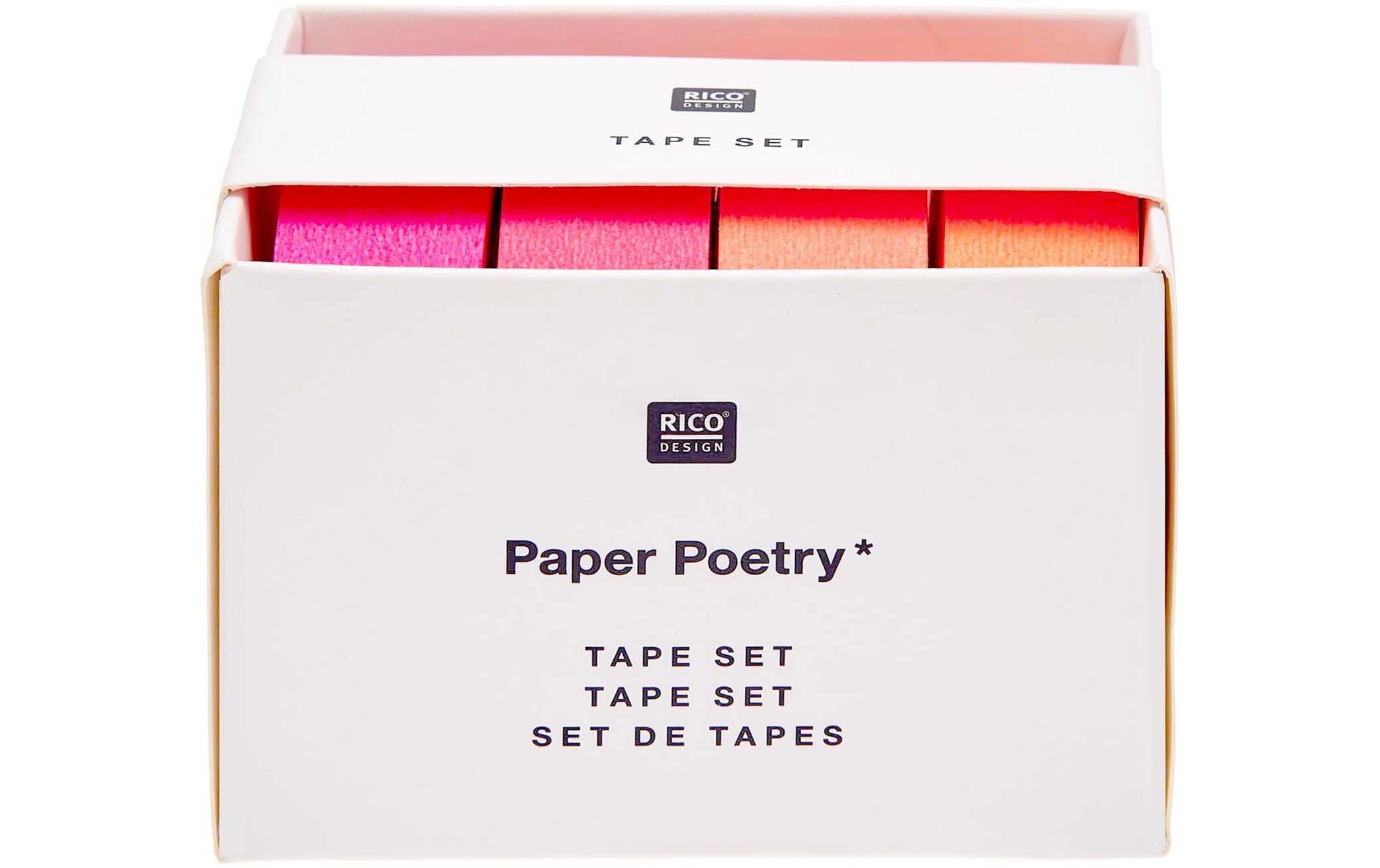 Rico Design Washi Tape 4 Stück, Neonorange/Neonpink/Neonrot, 10 m