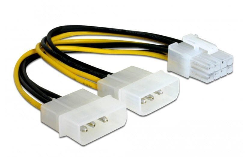 Delock Stromadapter 2x Molex zu 8Pin für Grafikkarte, 20 cm Delock Stromadapter 2x Molex zu 8Pin für Grafikkarte, 20 cm