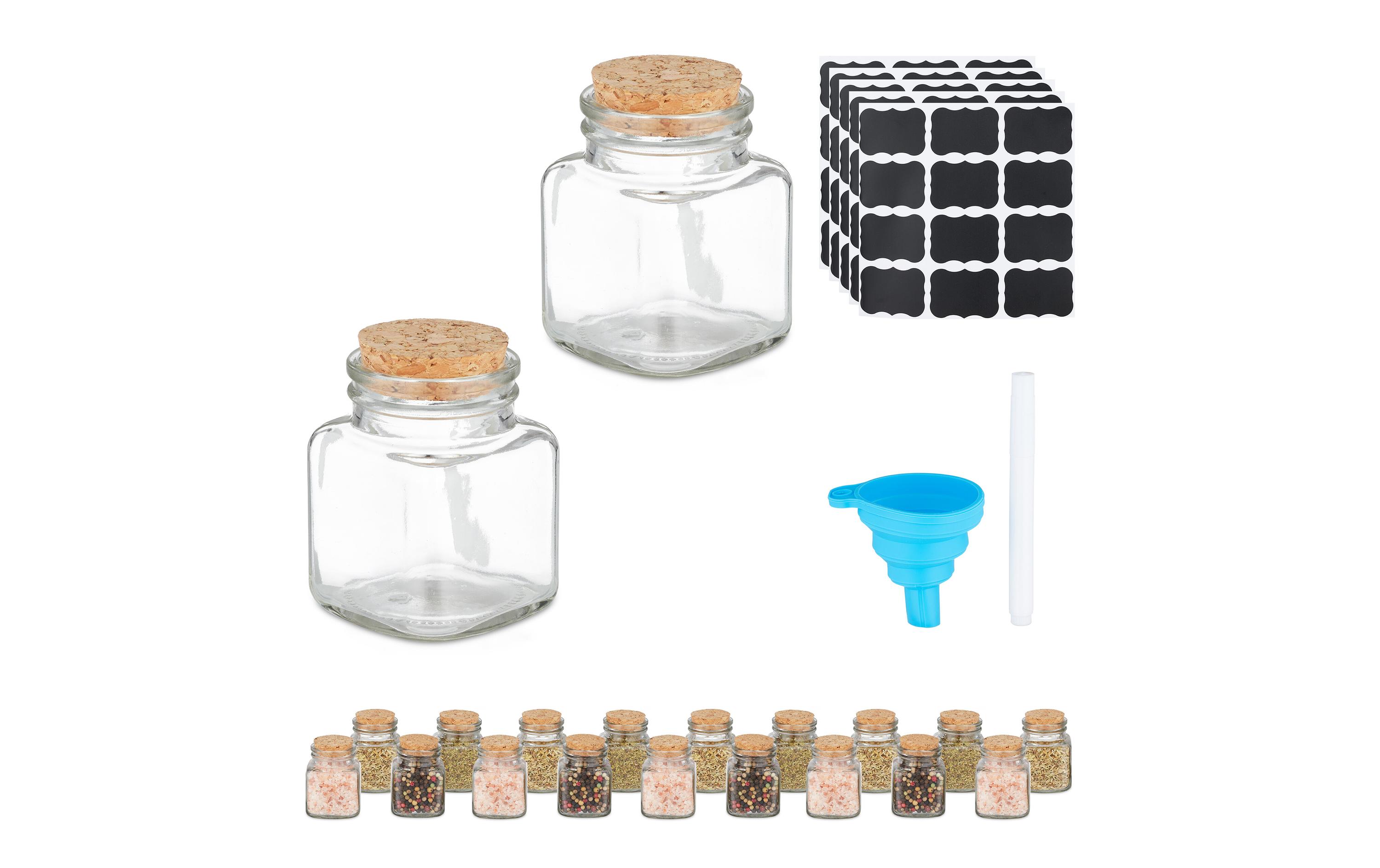 relaxdays Korkenglas Hellbraun/Transparent 20 Stück