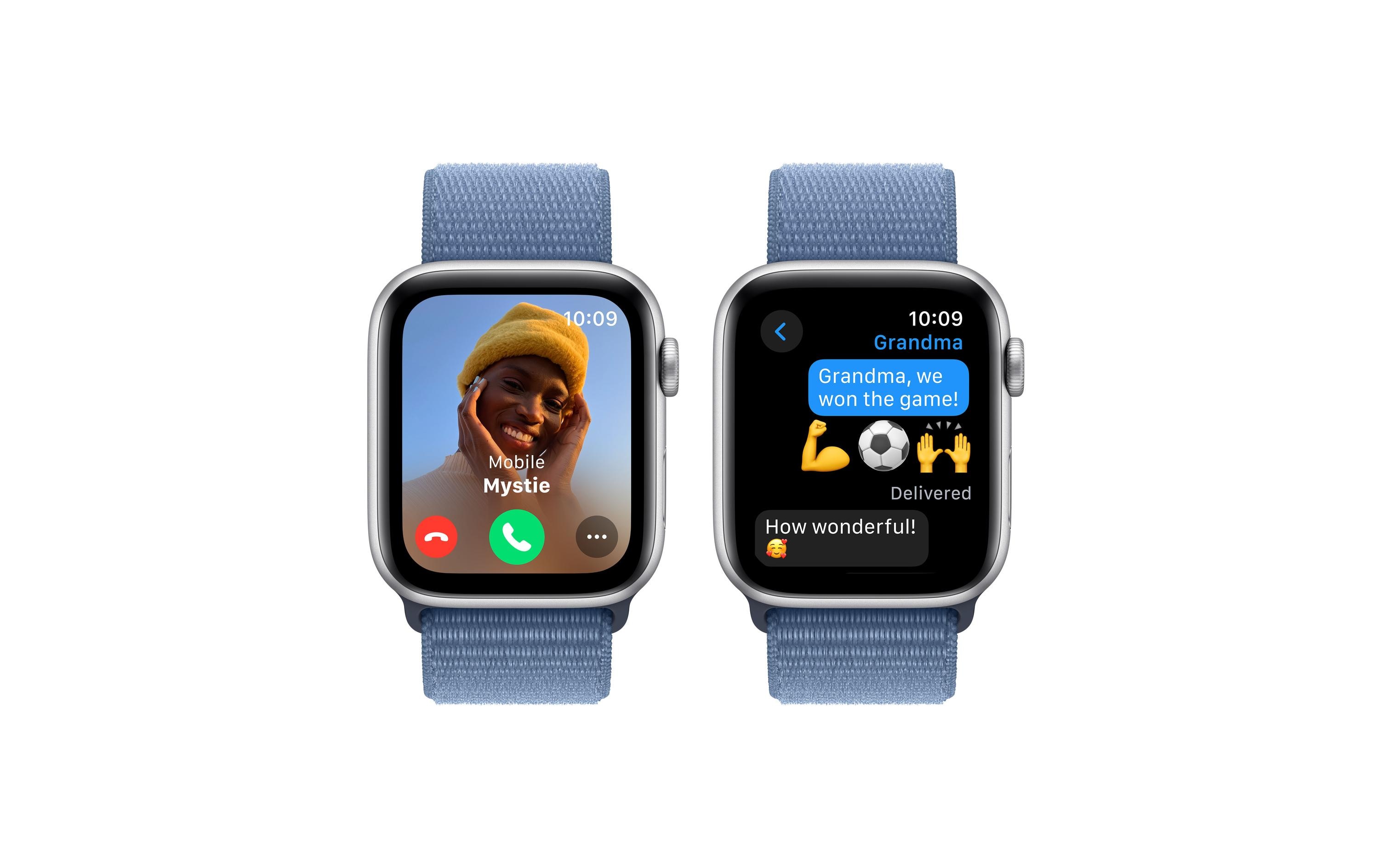 Apple Watch SE 2023 44 mm GPS Alu Silber Loop Winterblau