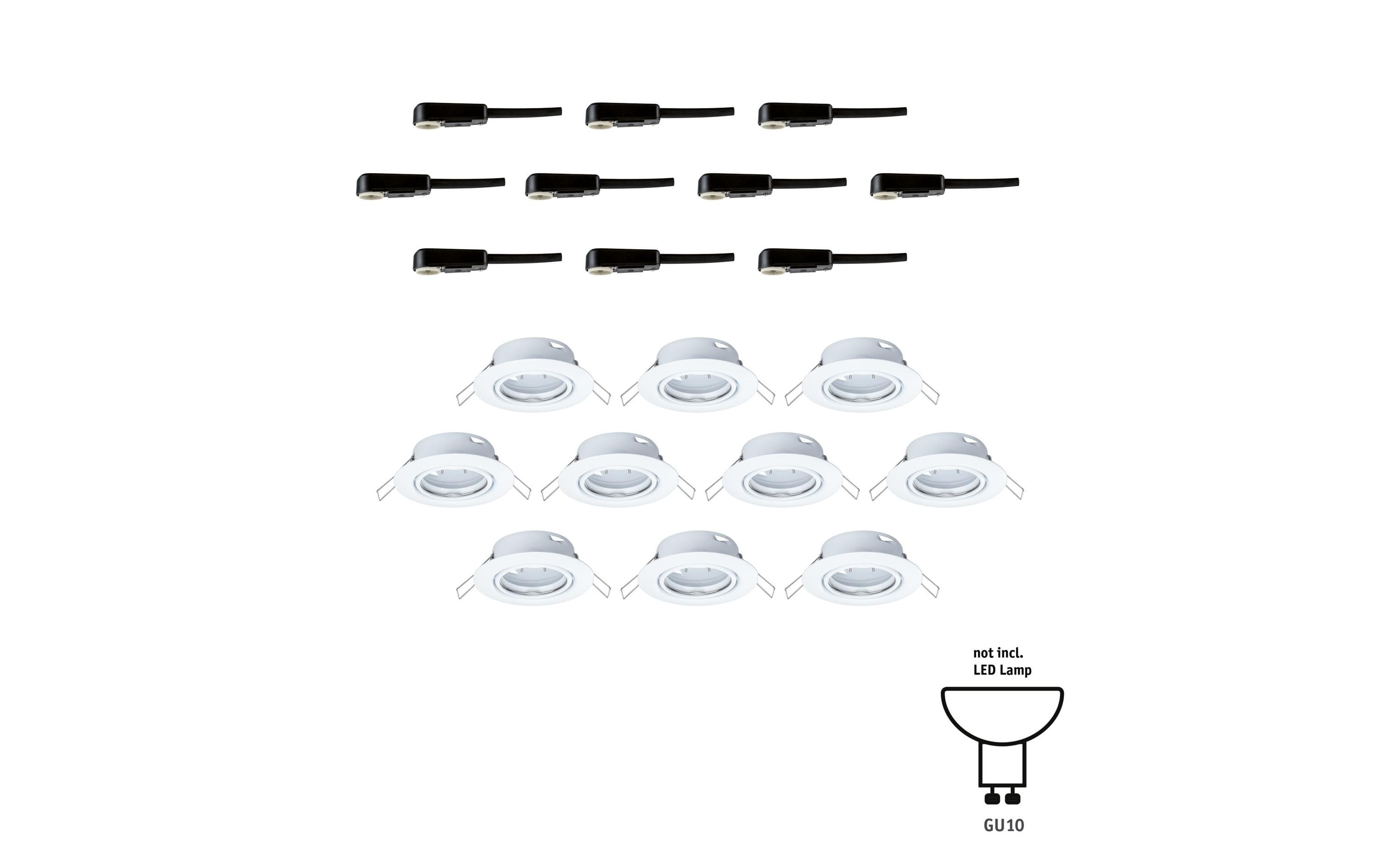 Paulmann Einbauspot LED Base Basisset, GU10, 10 x 10W, Weiss