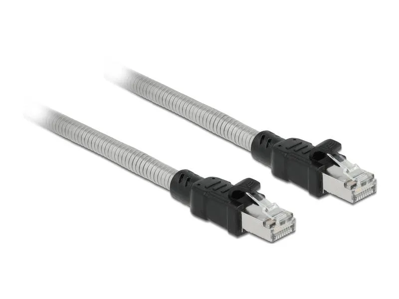 Delock Patchkabel mit Metallmantel Cat 6A, U/FTP, 3 m, Silber Delock Patchkabel mit Metallmantel Cat 6A, U/FTP, 3 m, Silber