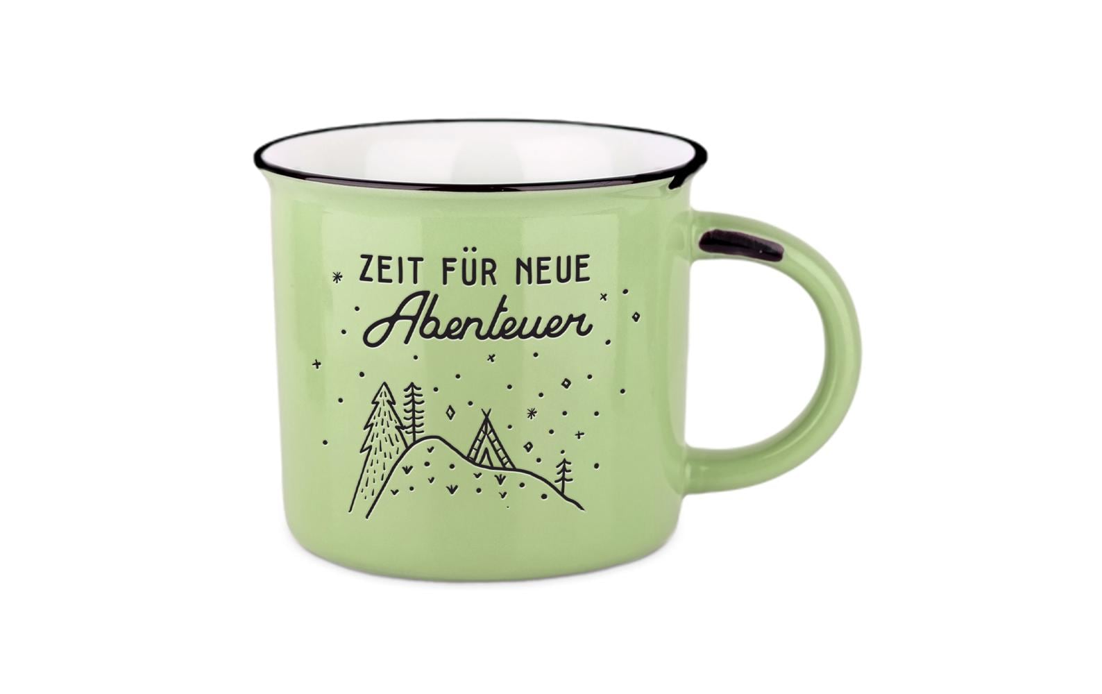 Grafik Werkstatt Vintage Becher Bergglück Abenteuer