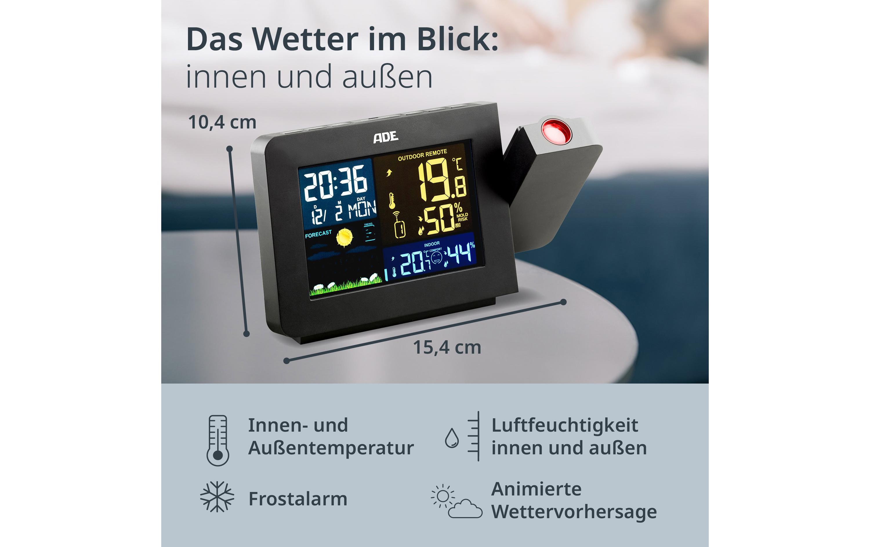 ADE Wetterstation mit Funk-Aussensensor Schwarz