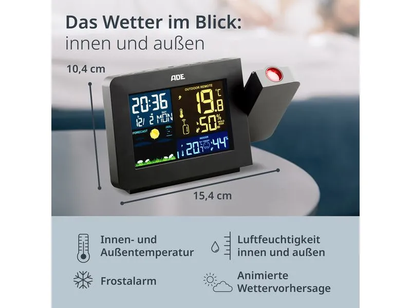ADE Wetterstation mit Funk-Aussensensor Schwarz
