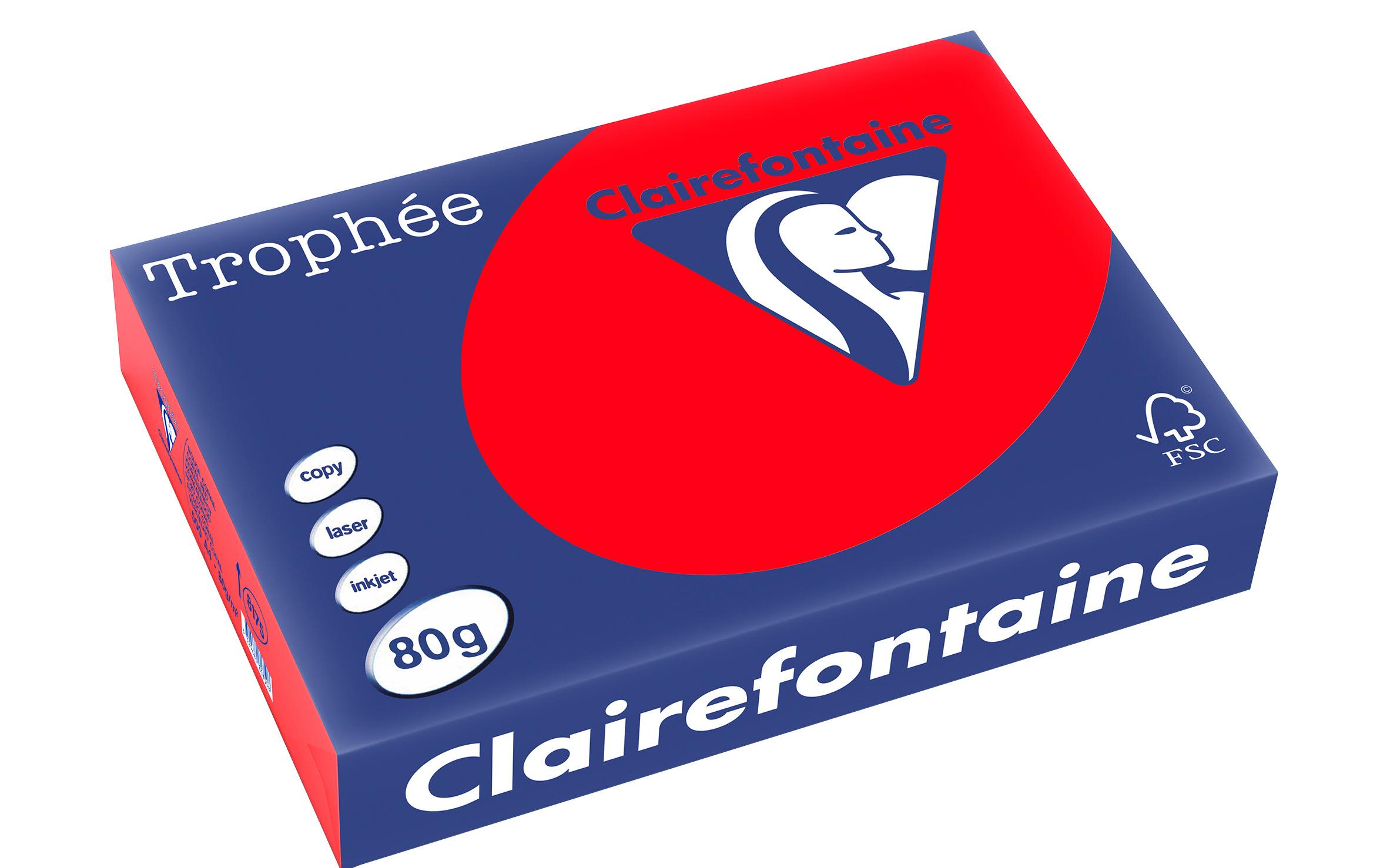 Clairefontaine Kopierpapier Trophée A4, 80 g/m², Korallenrot, 500 Blatt Clairefontaine Kopierpapier Trophée A4, 80 g/m², Korallenrot, 500 Blatt