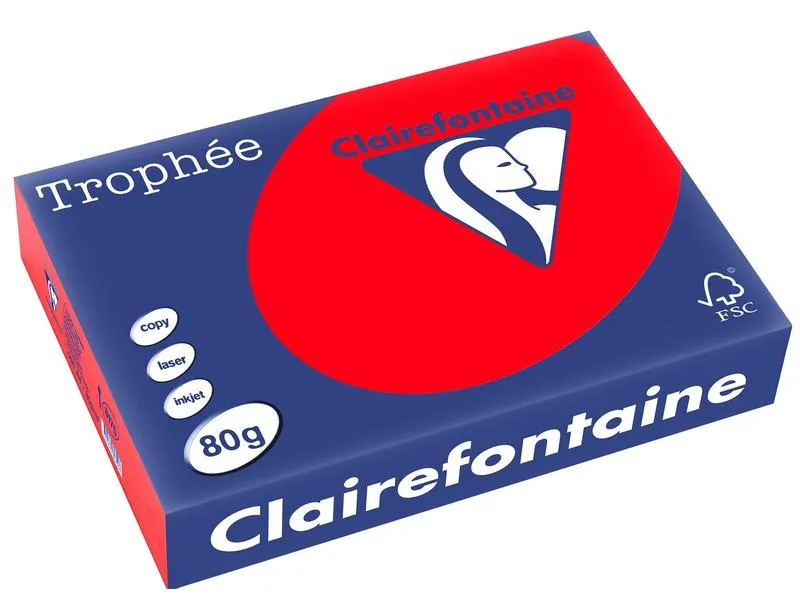 Clairefontaine Kopierpapier Trophée A4, 80 g/m², Korallenrot, 500 Blatt Clairefontaine Kopierpapier Trophée A4, 80 g/m², Korallenrot, 500 Blatt
