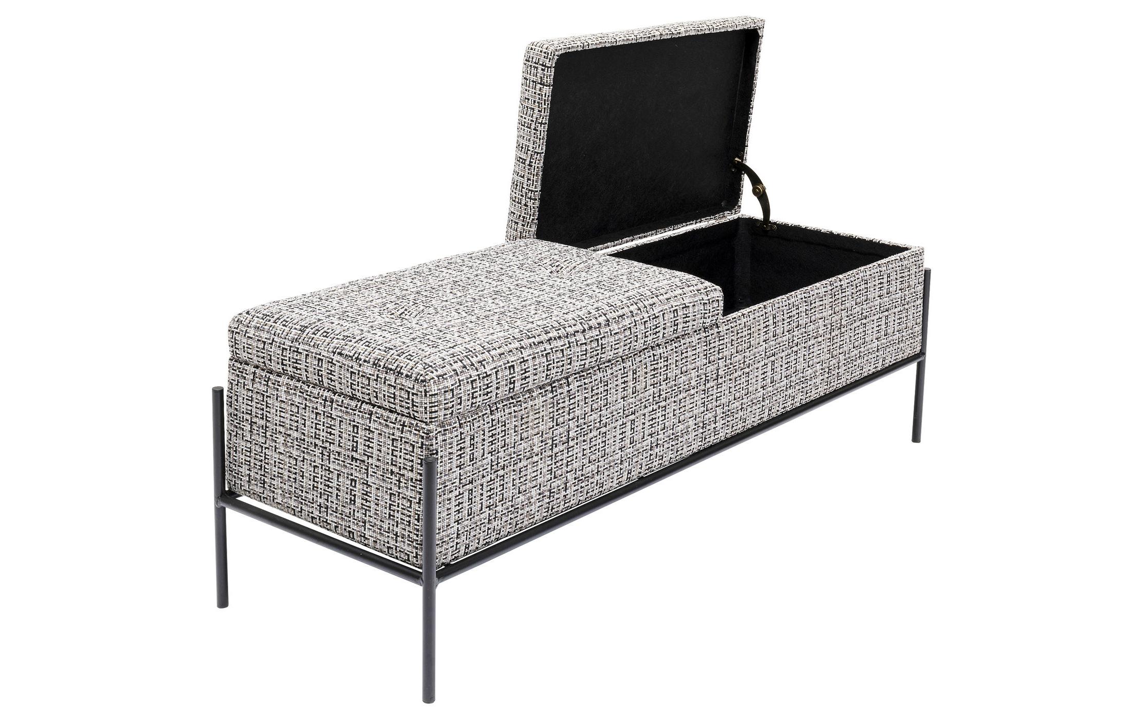 Kare Sitztruhe Buttons Storage B&W Gross, 120 cm, Grau