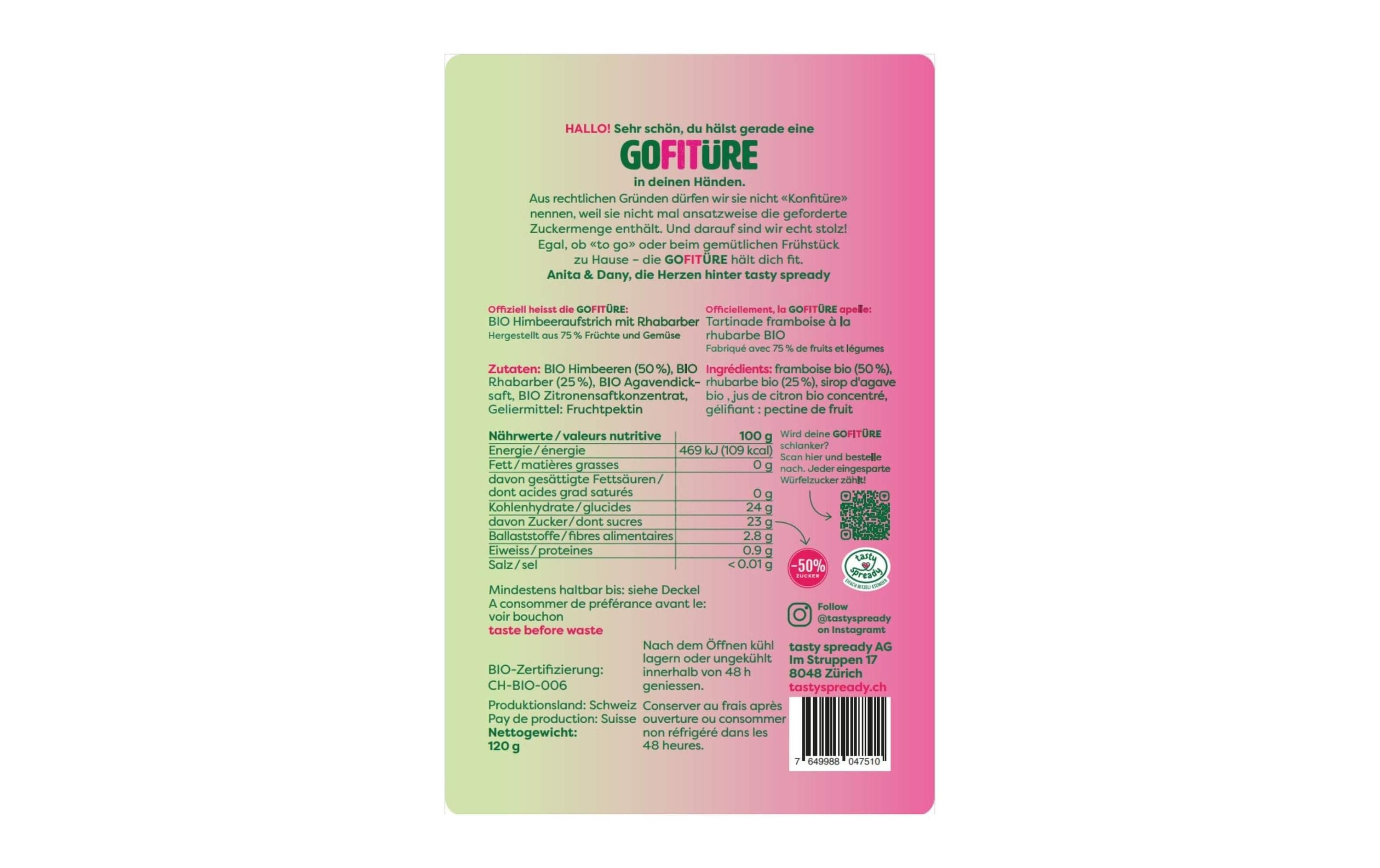 GOFITÜRE Bio Himbeere die zuckerreduzierte Konfitüre Alternative