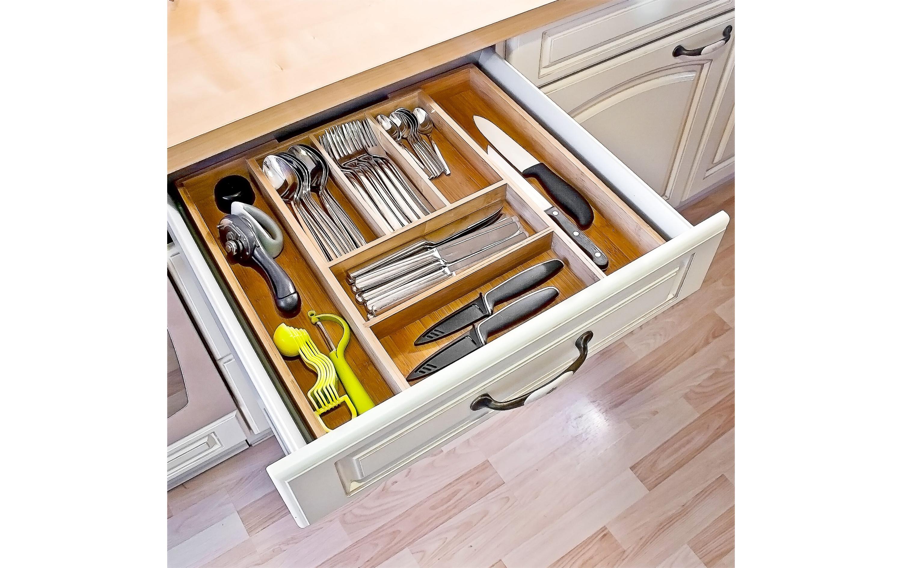 relaxdays Besteckkasten Braun