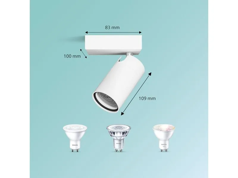 Philips Aufbauspot Idris GU10, IP44 Weiss, ohne Leuchtmittel