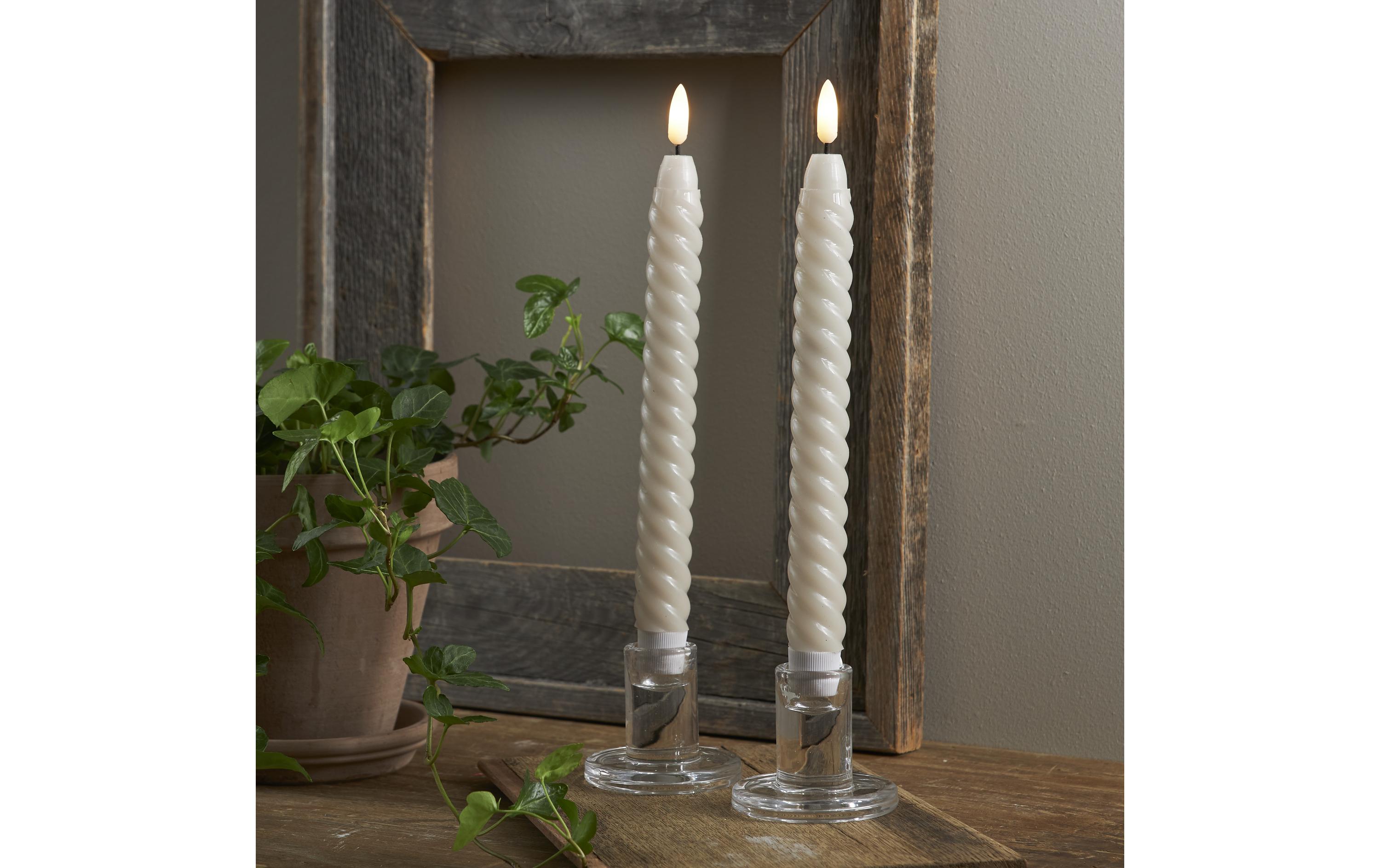 Star Trading LED-Stabkerzen Set Flamme Swirl, Ø 2.3 x 25 cm, Beige, 2 Stk