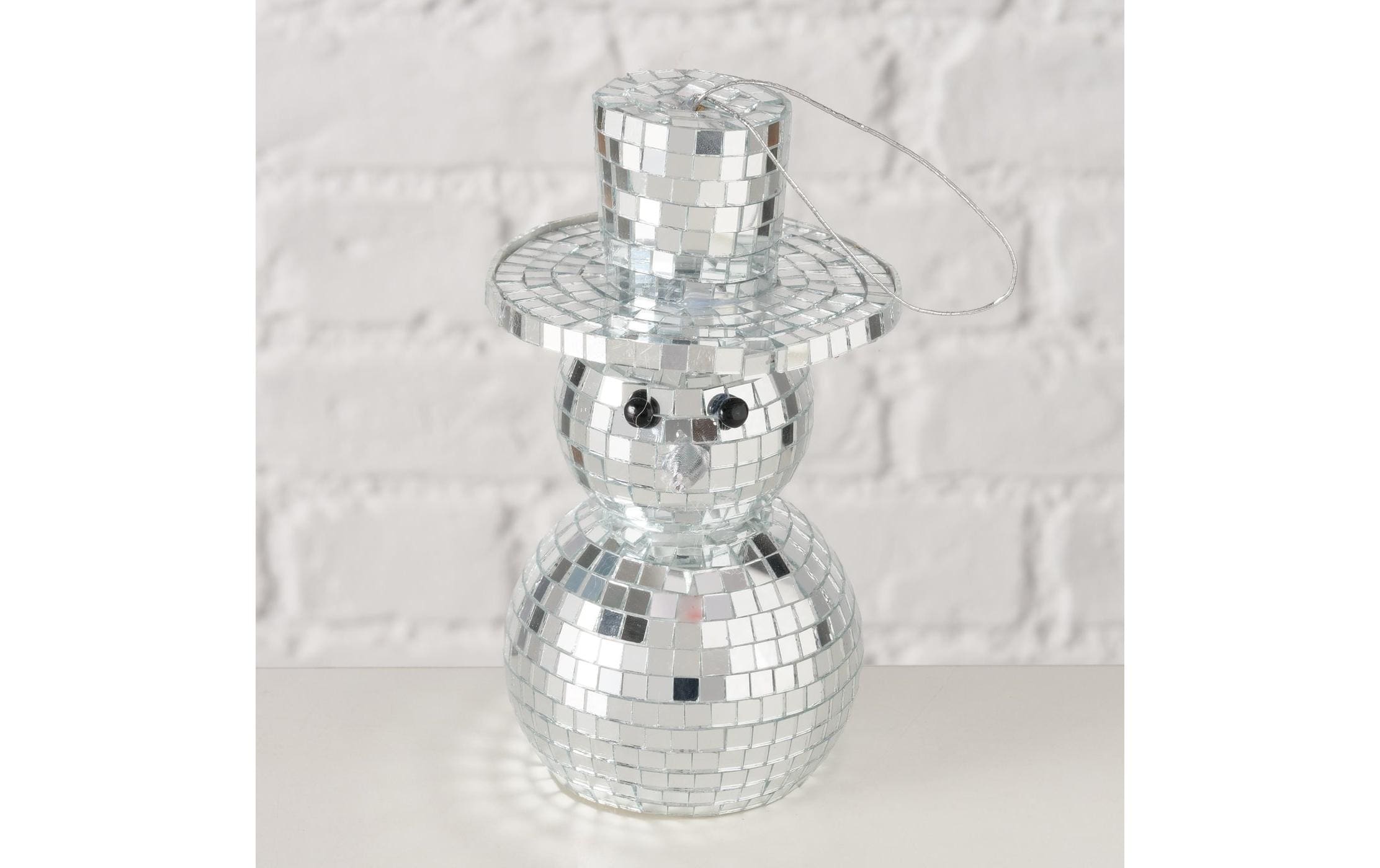 Boltze Weihnachtsschmuck Schneemann Disco Silber, 14 x 8 cm
