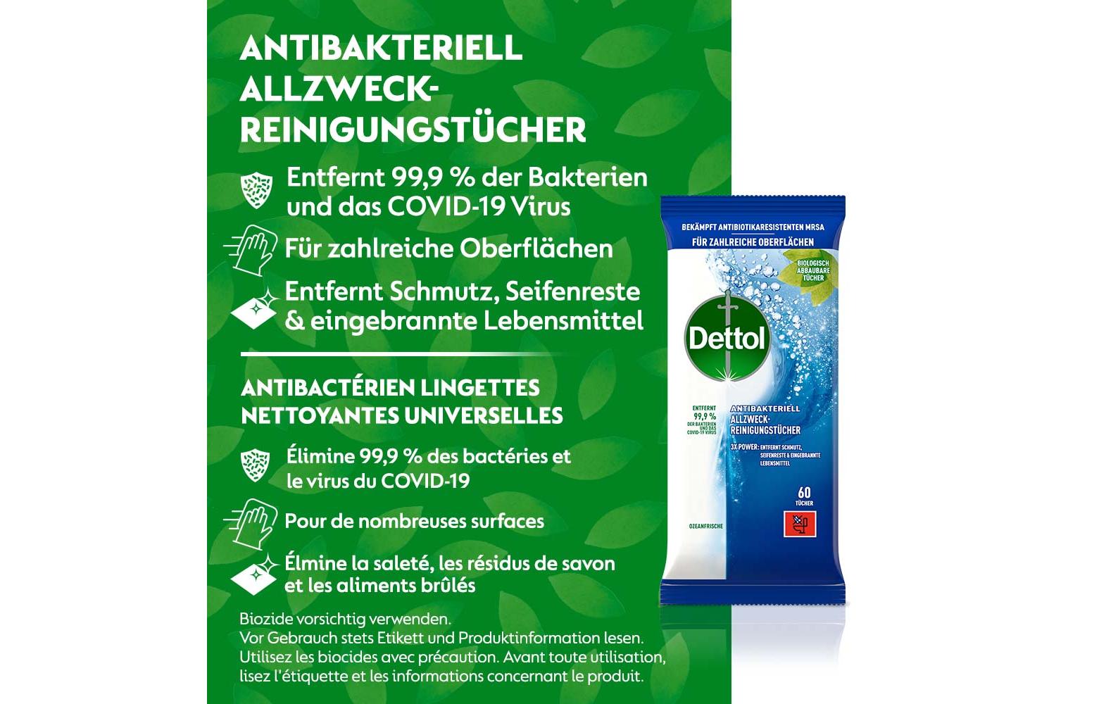 Dettol Allzweck-Reinigungstücher Ozeanfrische 60 Stück Dettol Allzweck-Reinigungstücher Ozeanfrische 60 Stück