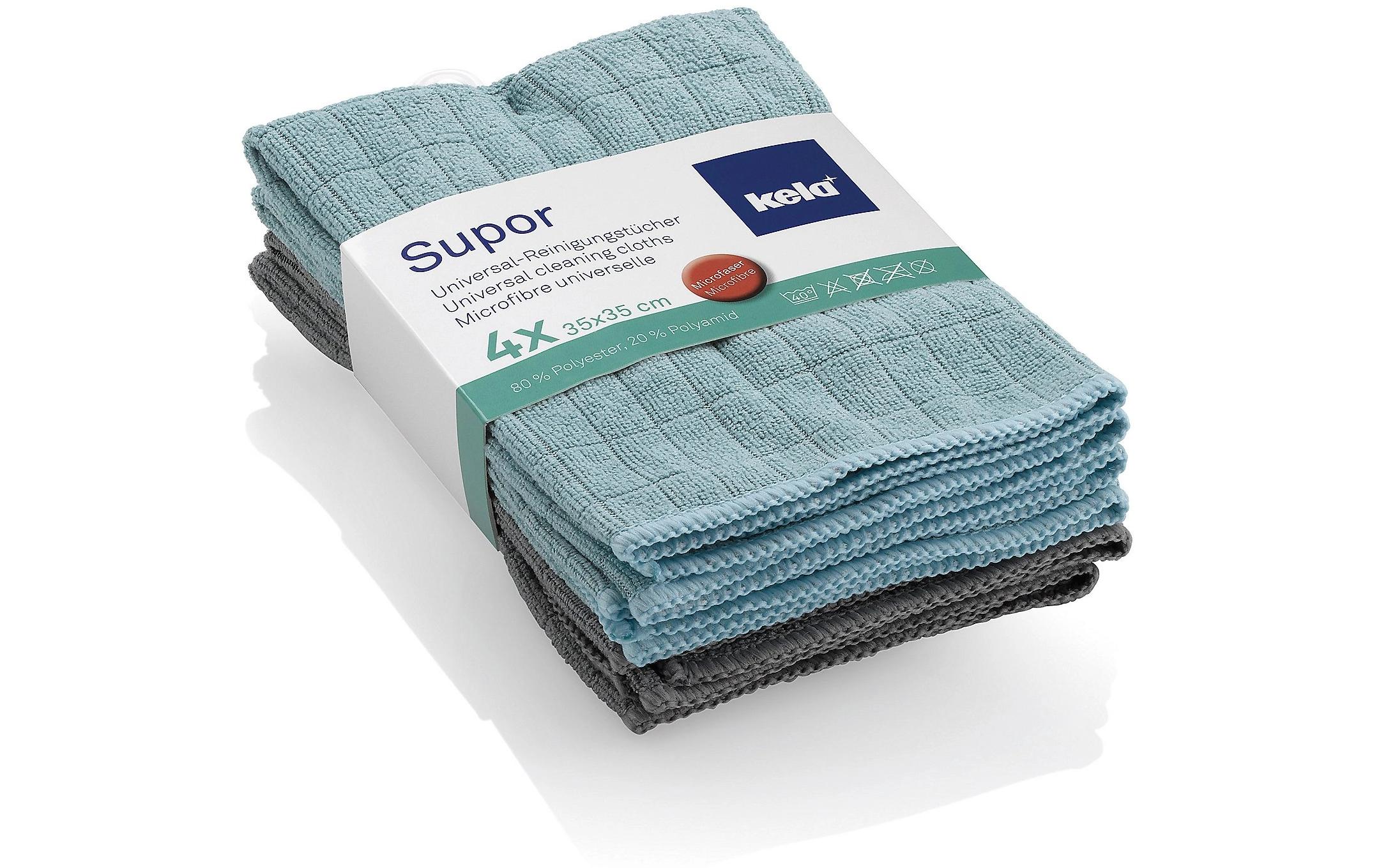 Kela Mikrofaser-Reinigungstuch Supor 4 Stück, Grau/Mint