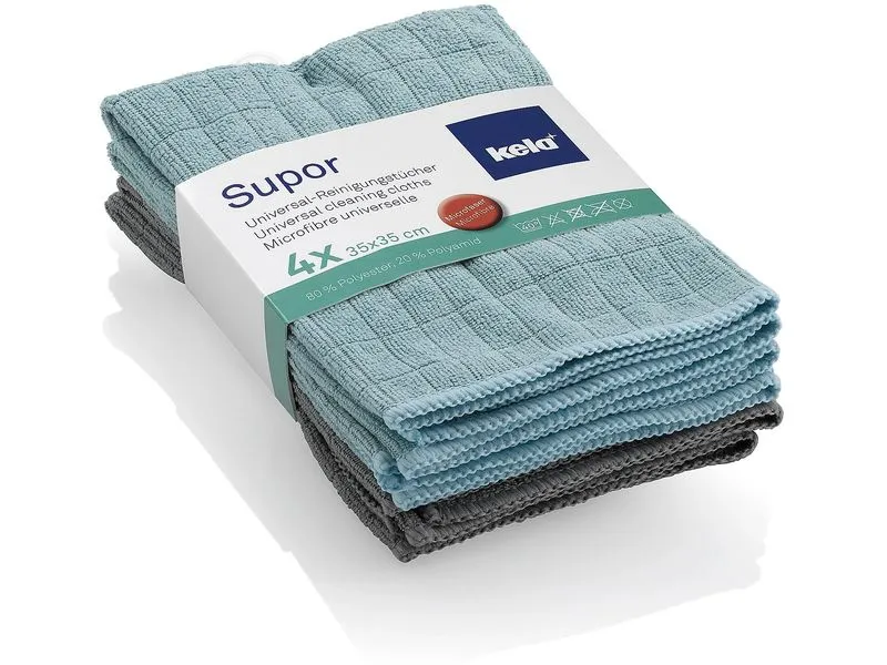 Kela Mikrofaser-Reinigungstuch Supor 4 Stück, Grau/Mint Kela Mikrofaser-Reinigungstuch Supor 4 Stück, Grau/Mint