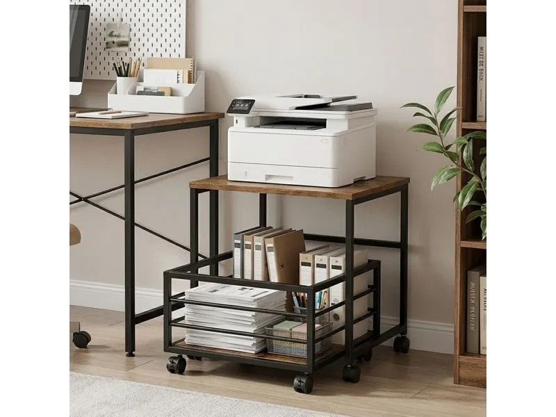 relaxdays Mini-Kühlschrankständer, Schwarz/Braun relaxdays Mini-Kühlschrankständer, Schwarz/Braun