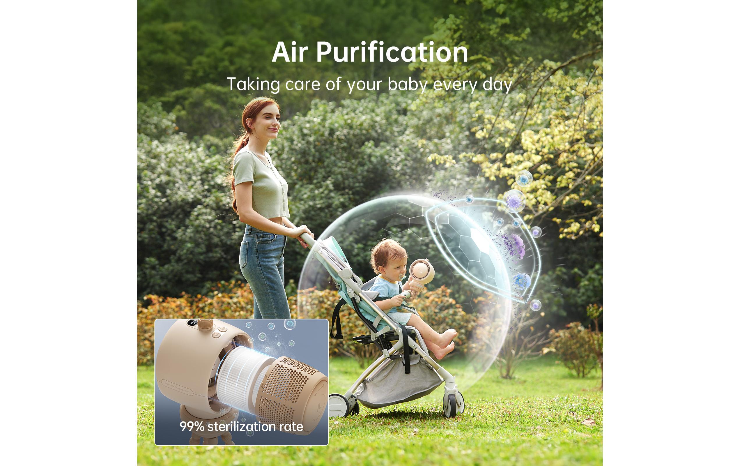 Jisulife Kinderwagenventilator Life2 Braun