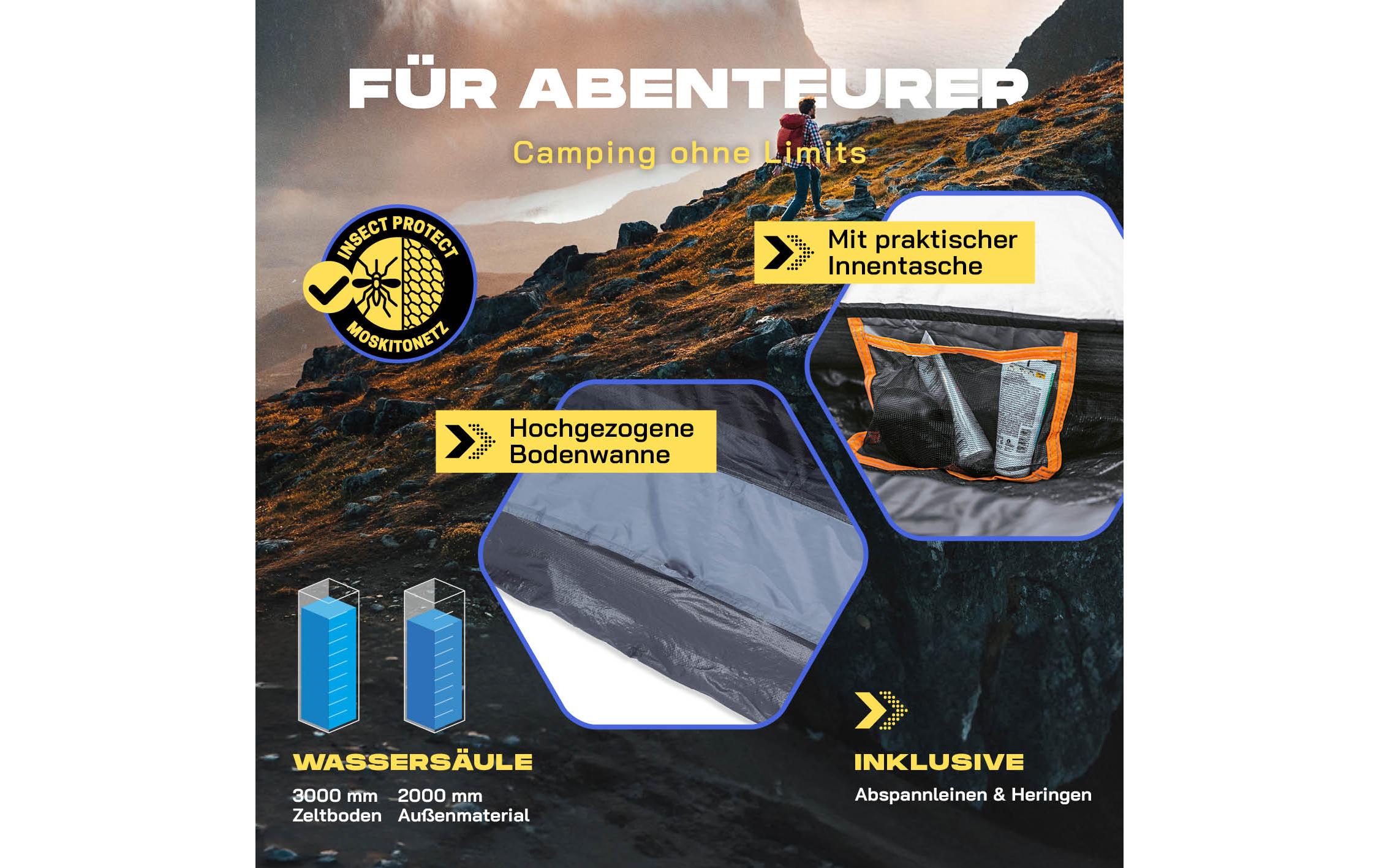 Where tomorrow Pop-Up-Zelt Drei Personen - Grau