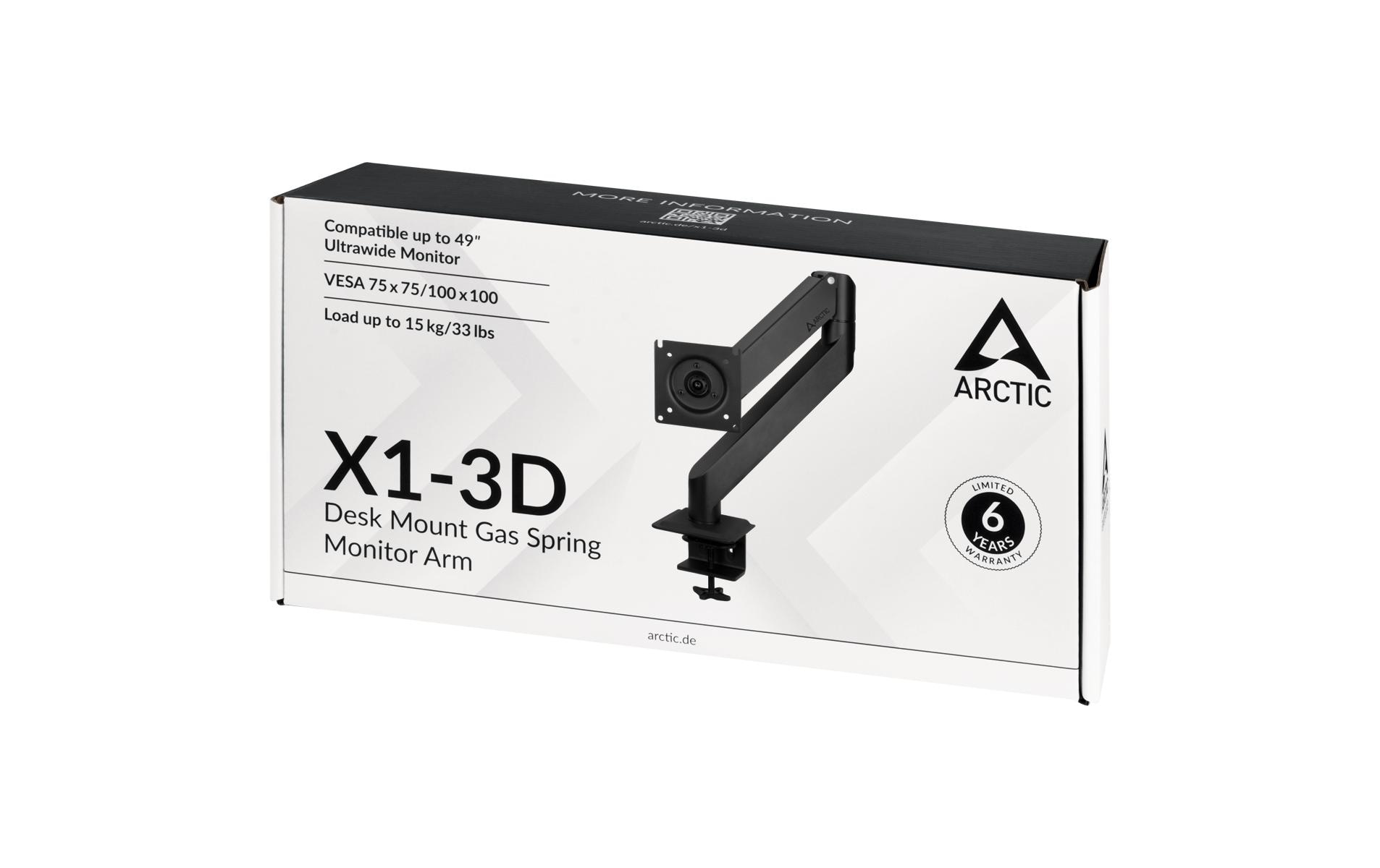 Arctic Cooling Tischhalterung X1-3D bis 10 kg – Schwarz matt, Schwarz