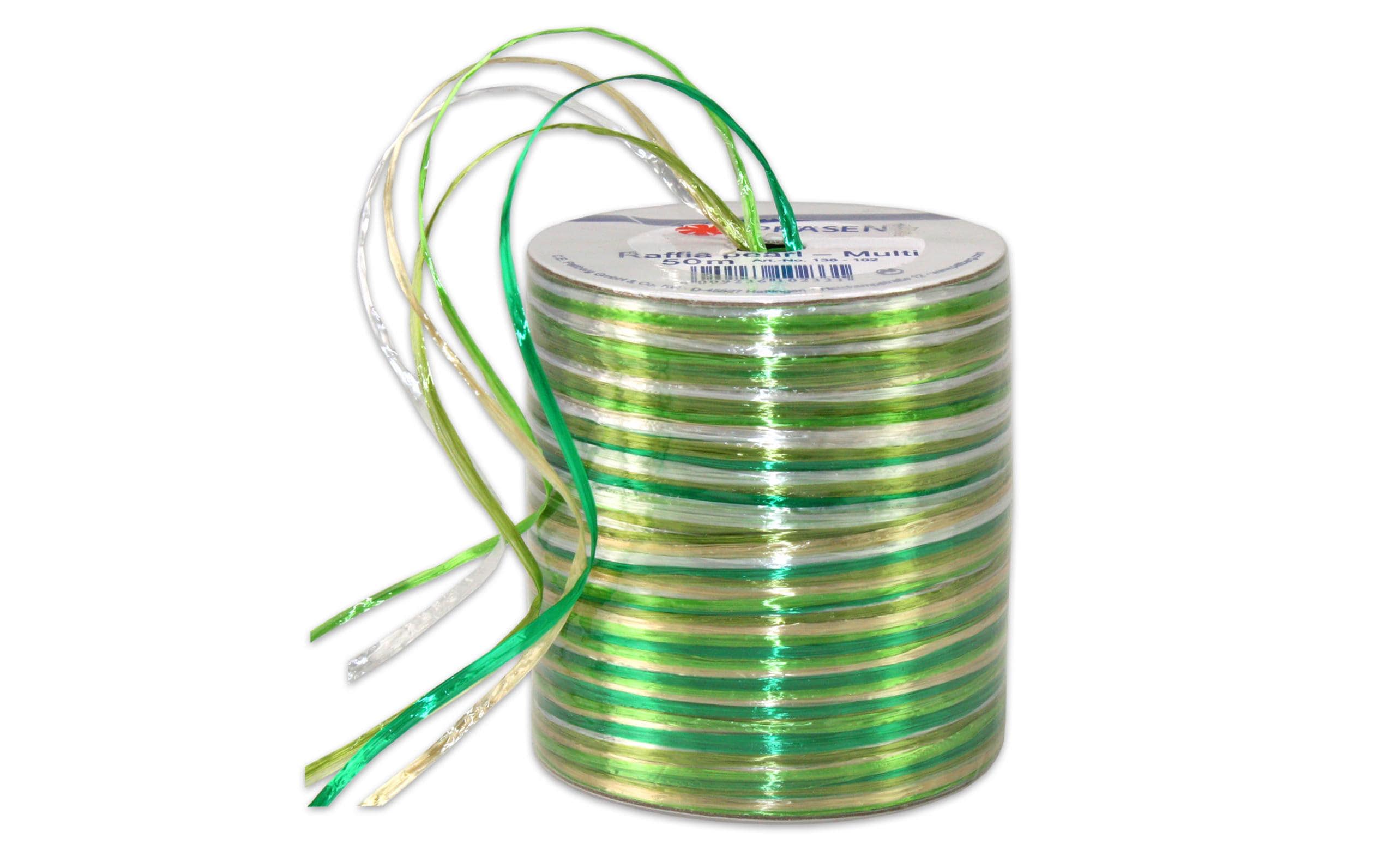 Pattberg Geschenkband Raffia Pearl 50 m, Grün-Töne