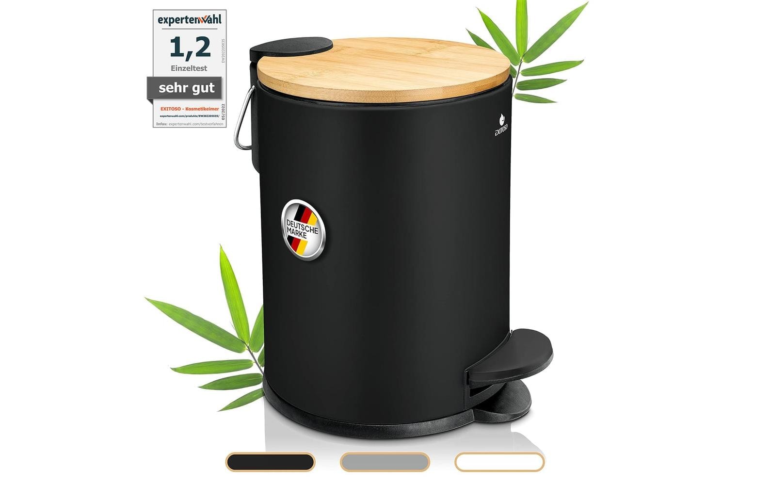 Exitoso Tretmülleimer mit Softclose-Deckel 3 l, Schwarz