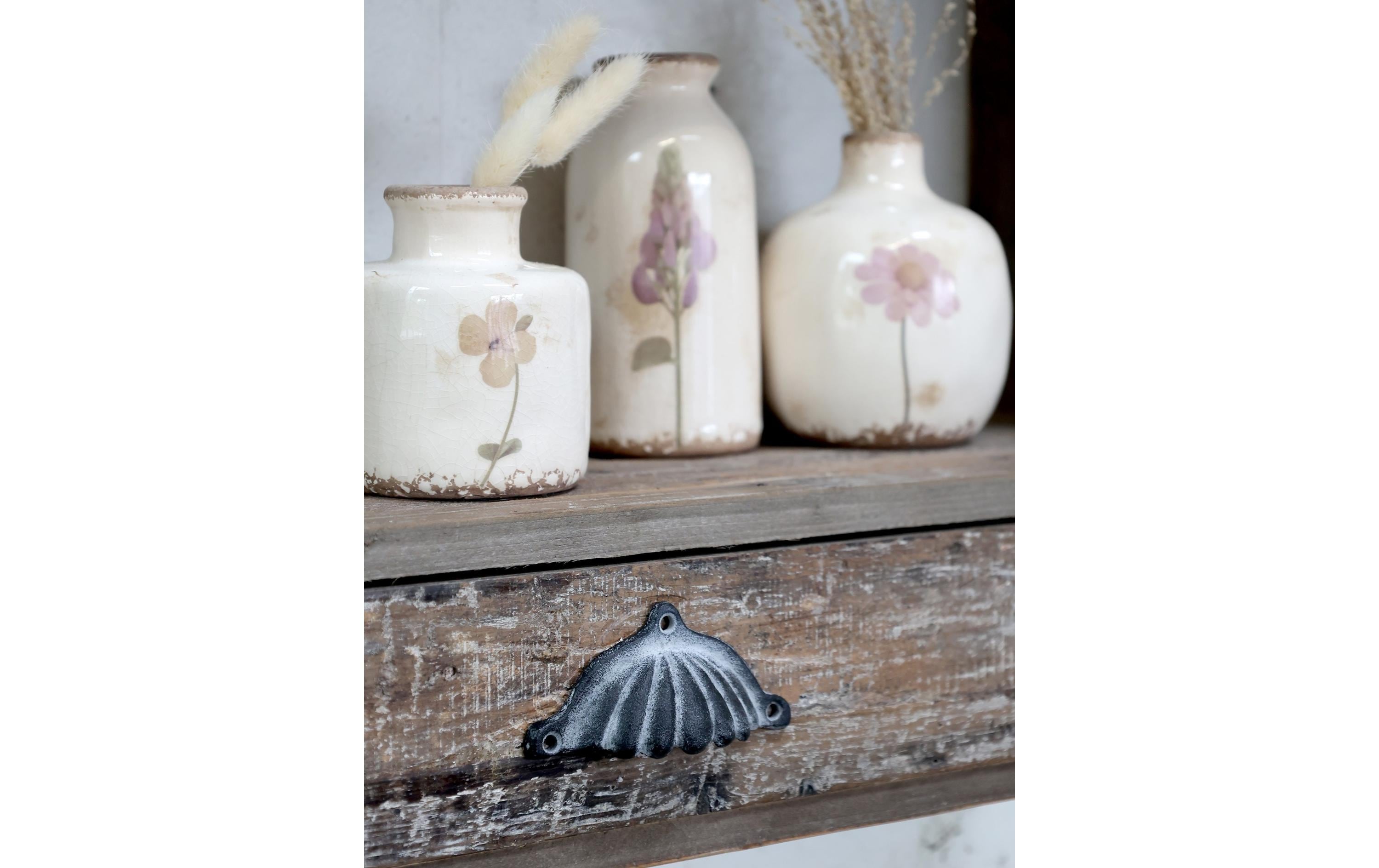 Chic Antique Möbelgriff mit Rillen 5 x 12 cm, antik Grau