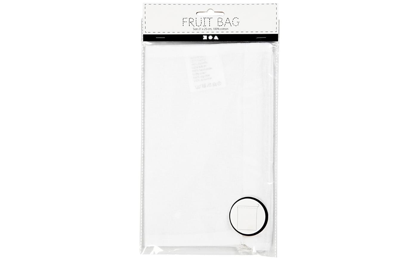 Creativ Company Stoffbeutel Veggie 21 x 25 cm, Weiss, 1 Stk.