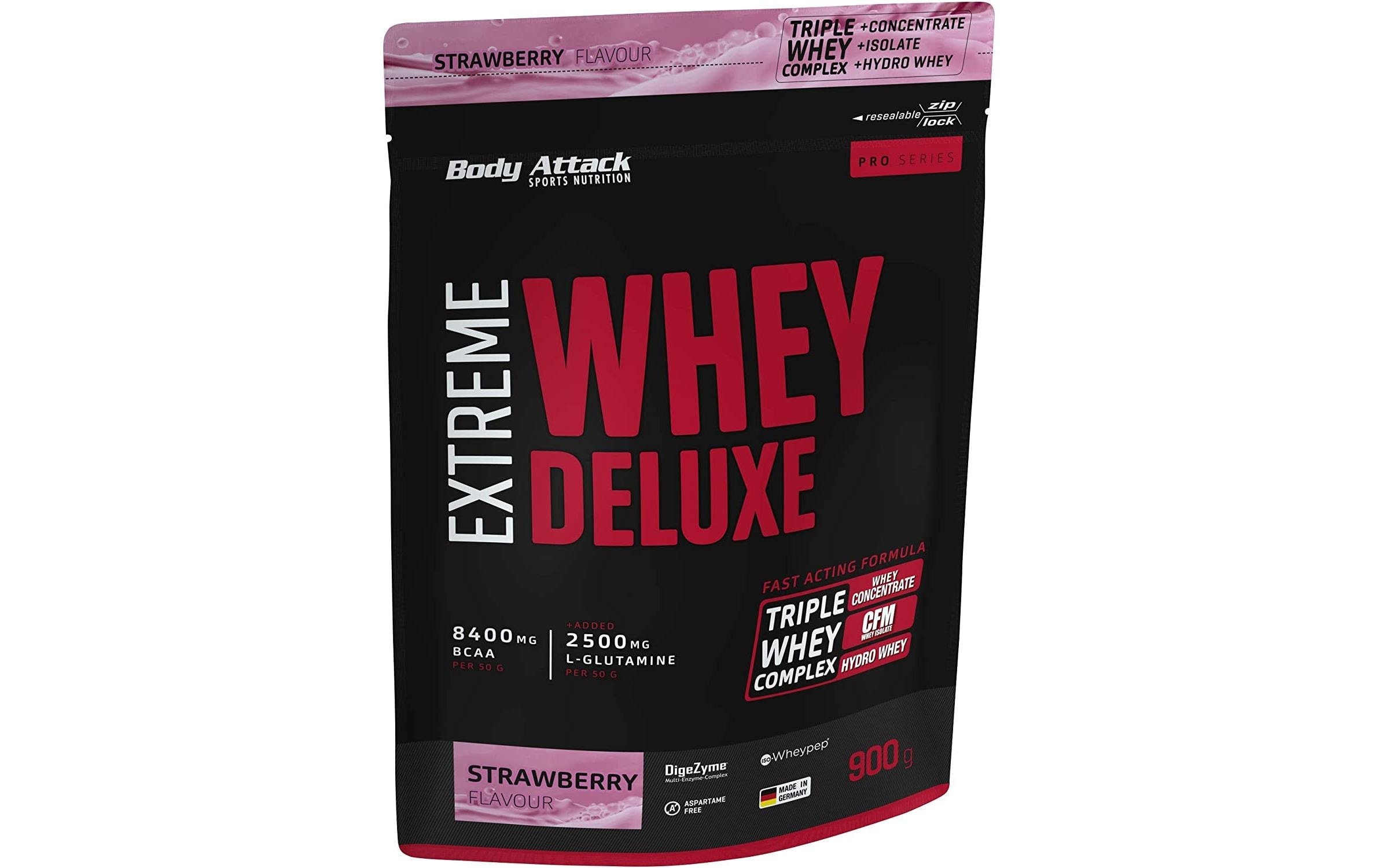 Body Attack Pulver Extreme Whey Deluxe Erdbeere 900 g