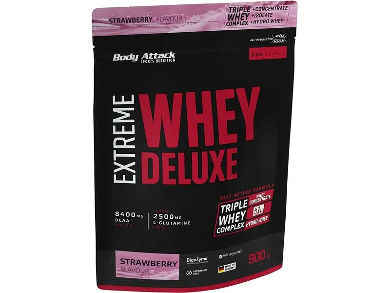 Body Attack Pulver Extreme Whey Deluxe Erdbeere 900 g Body Attack Pulver Extreme Whey Deluxe Erdbeere 900 g